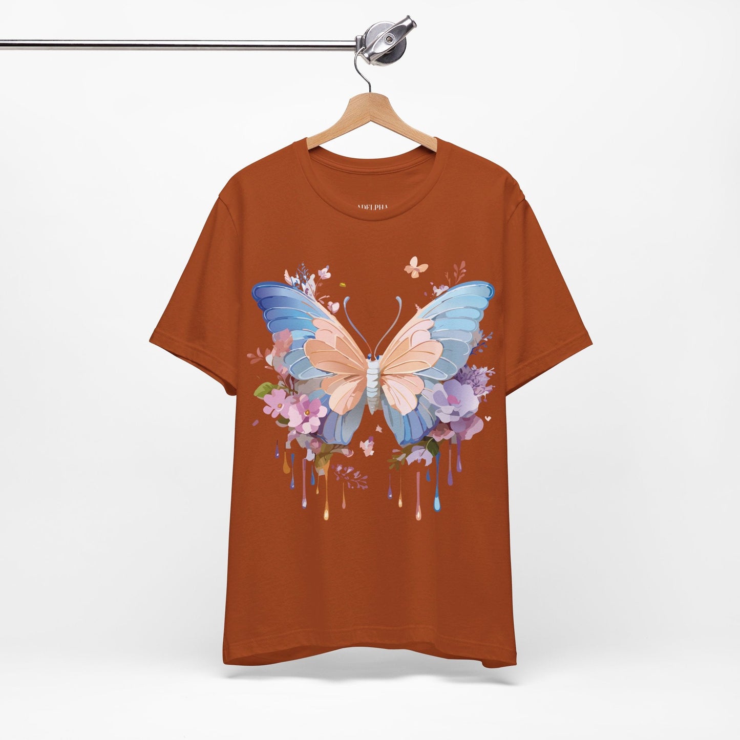 Butterfly Graphic Unisex 100 Cotton Lightweight Vintage Floral Design Jersey Tee 2