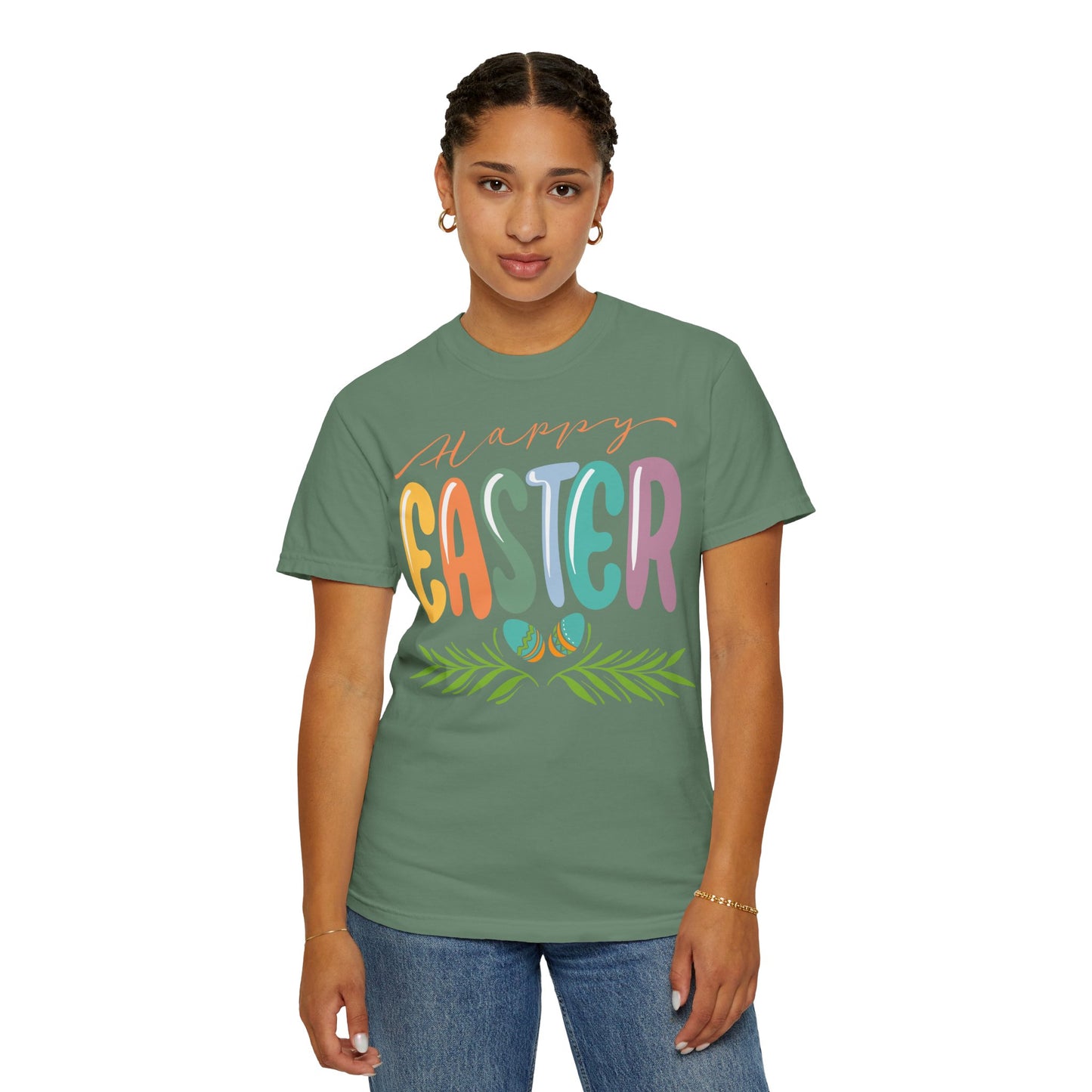 Happy Easter T-Shirt, Tee Shirt with Easter Signature, T Shirt with Easter Prints, Tee Shirt with Easter Design