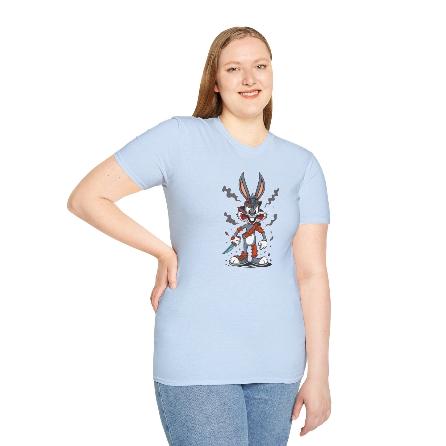 Bugs Bunny T Shirt 100 Percent Ring Spun Cotton Gildan Softstyle Unisex Cartoon Graphic Design