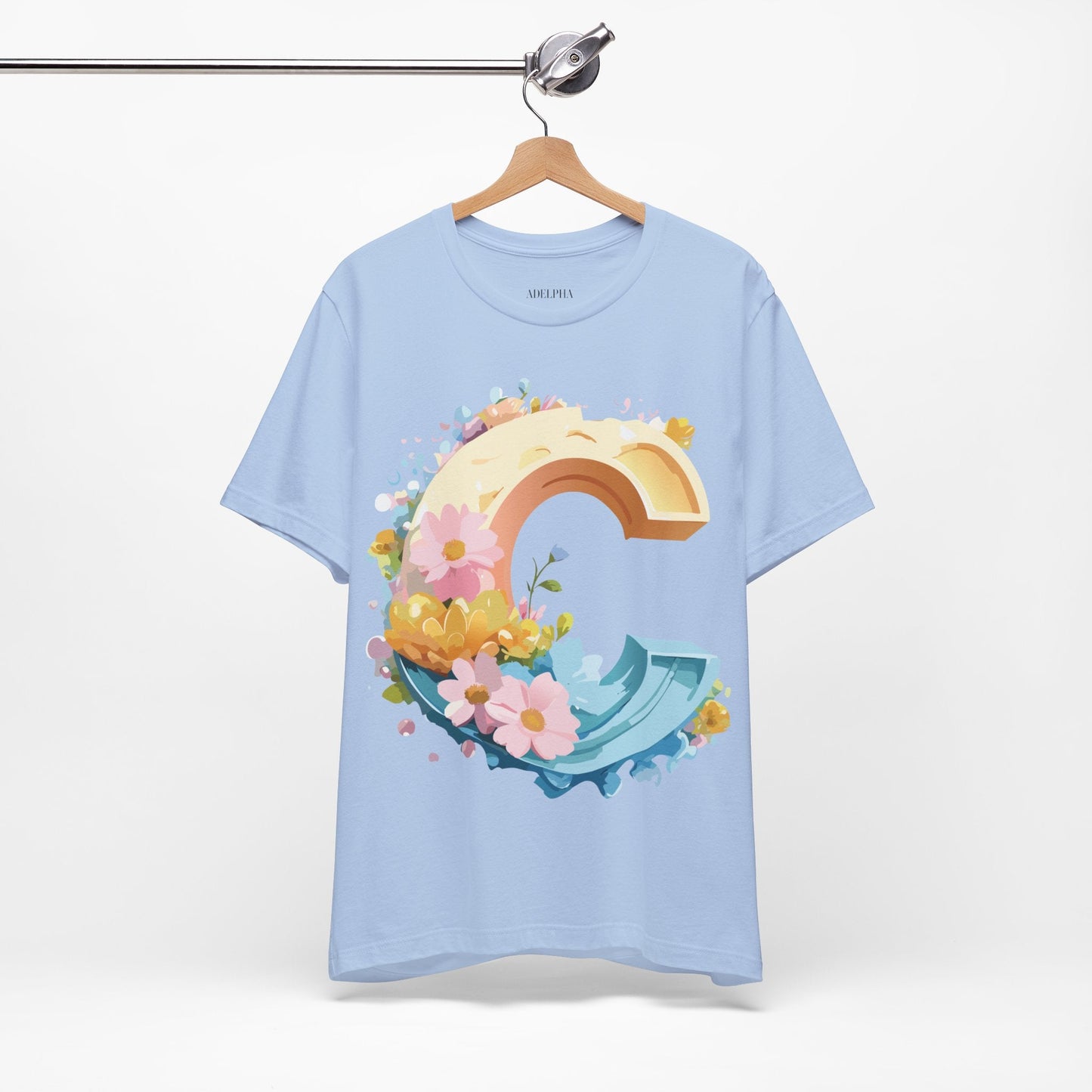 Letter C Shirt Unisex Graphic Tee By Adelpha With Vintage Inspired Artwork Design Premium Edition