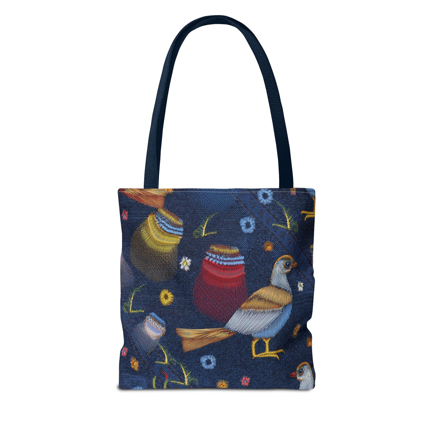 Denim Fabric Imitation Print Unisex Canvas Bag Poly Spun 3 Sizes Tote Bag 194-3
