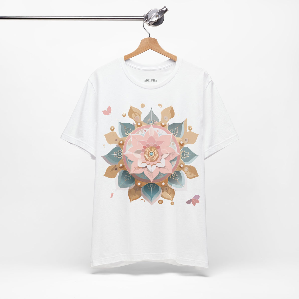 Mandala Graphic Unisex Cotton Bella+Canvas Tee with Floral Art Design d25