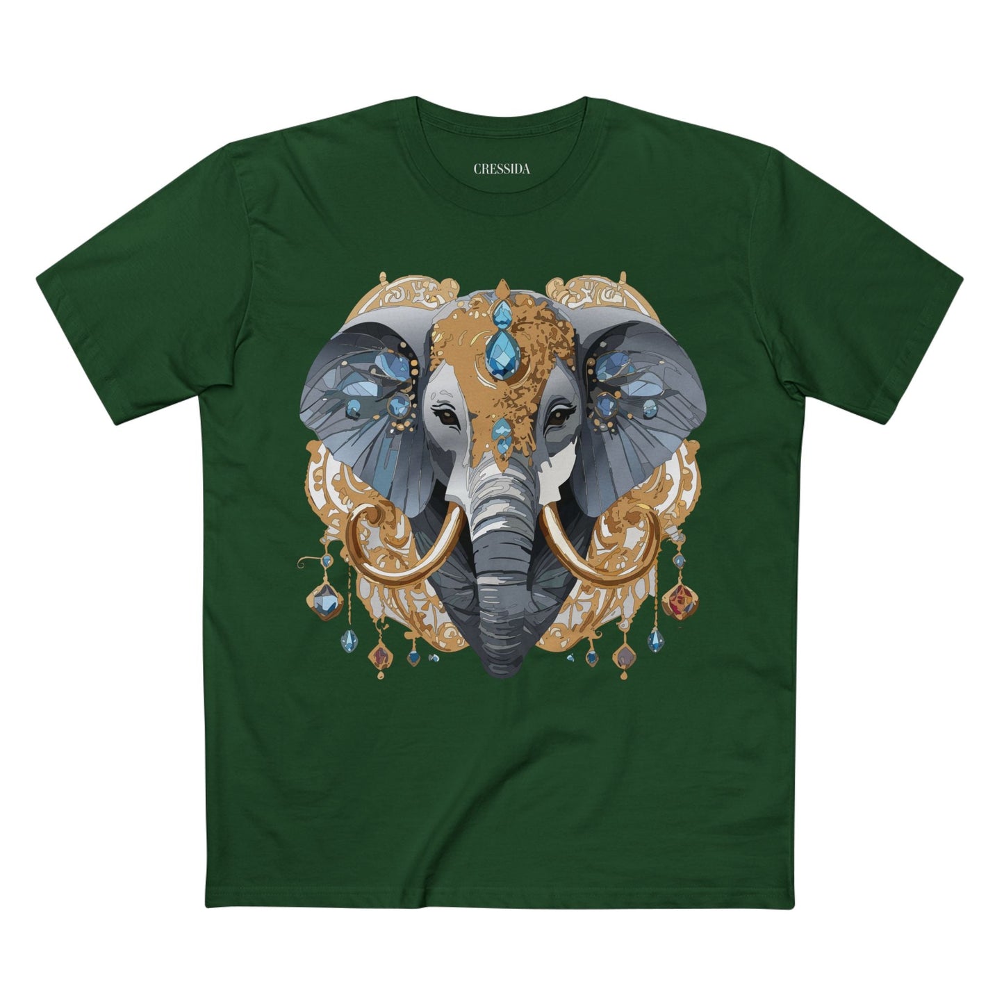 Elephant Graphic Unisex 100 Cotton Tee With Unique Animal Golden Medallion Art Design 39