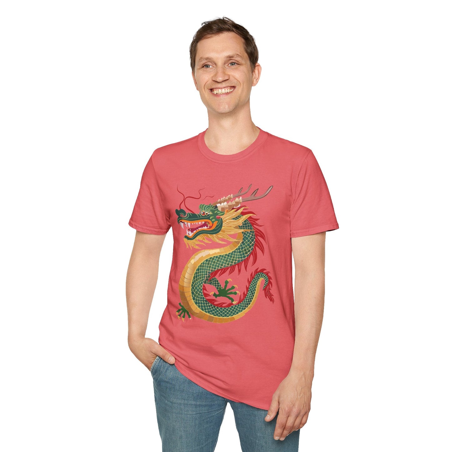 Dragon Graphic Unisex Cotton Softstyle Art Design Tee With Animals 9