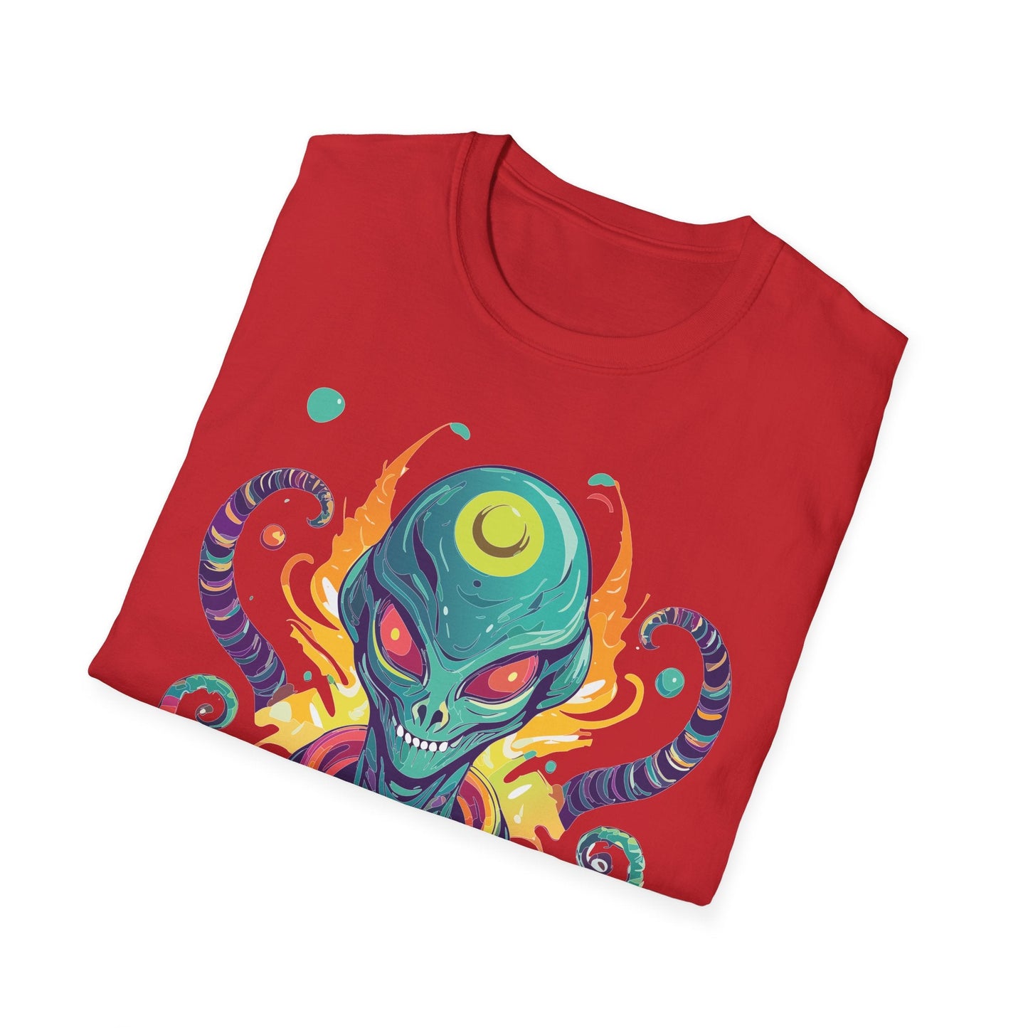 Alien Graphic Unisex Cotton Softstyle UFO Artwork Tee 7