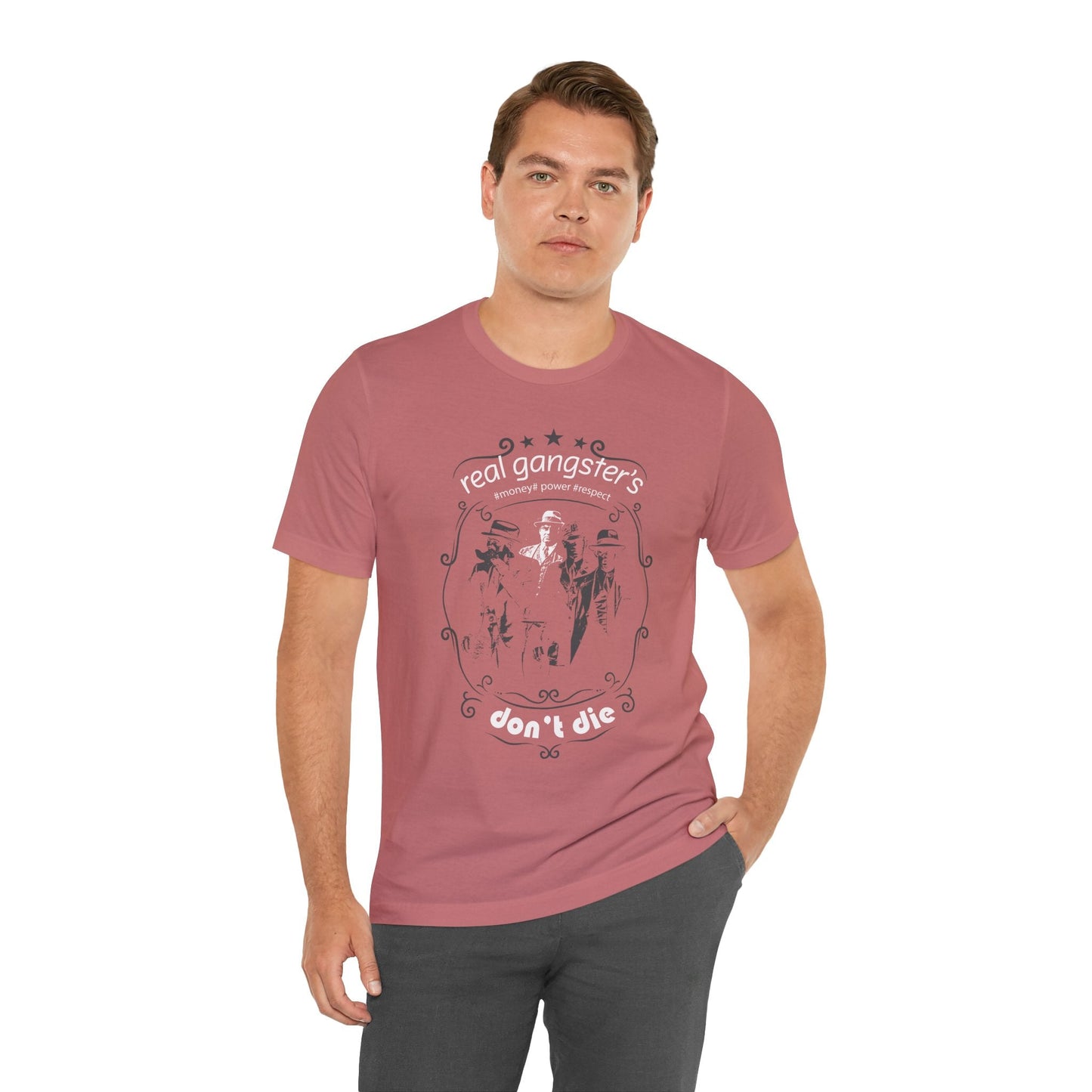 Real Gangsters Don't Die T-Shirt Vintage Outlaw Illustration Retro Biker Tee A-3