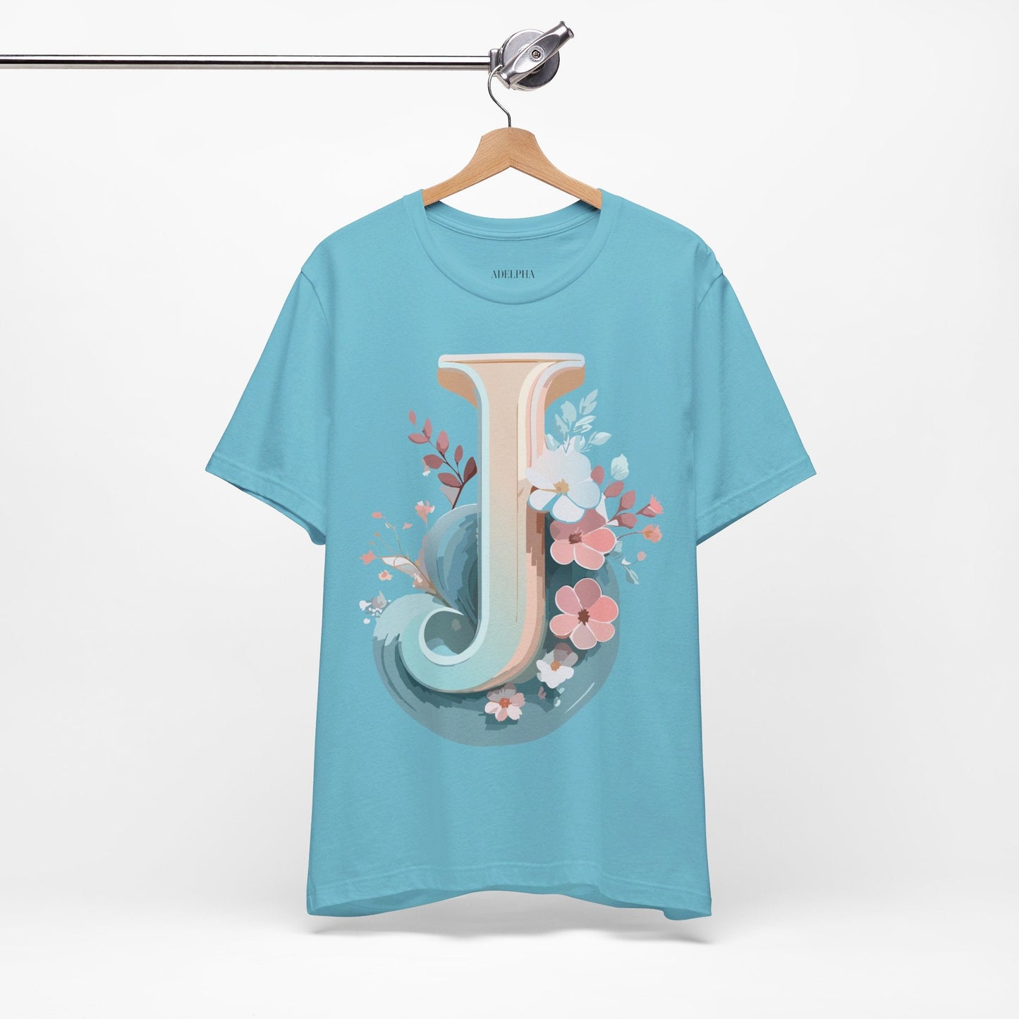 Letter J Shirt Graphic Tee For Unisex Style By Adelpha Vintage Inspired Art Tee Design