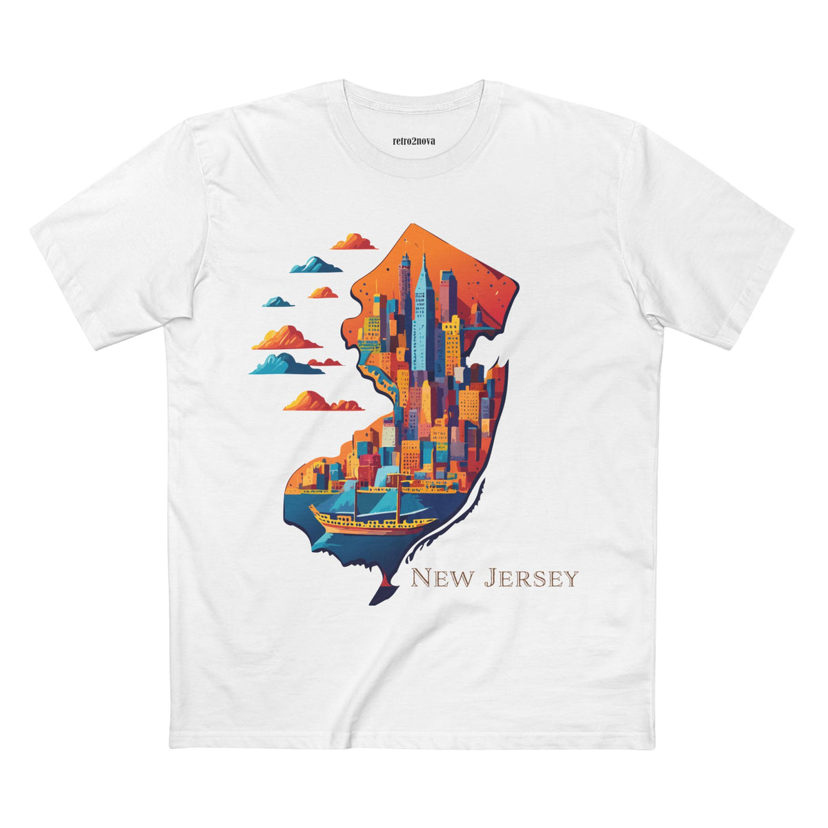 New Jersey Skyline silhouette T-Shirt | State Outline Cityscape Tee