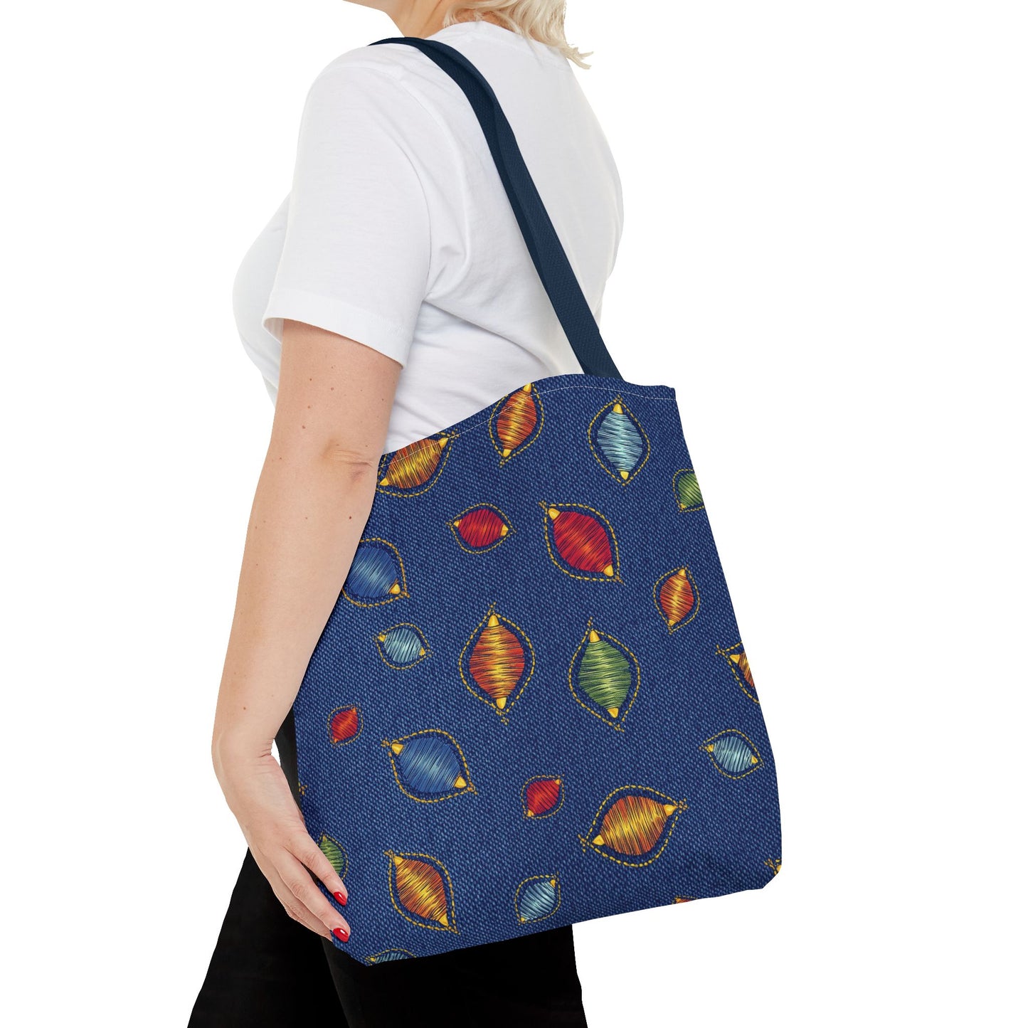 Diwali Graphic Denim Fabric Imitation Print Unisex Canvas Bag Poly Spun 3 Sizes Tote Bag 205-9