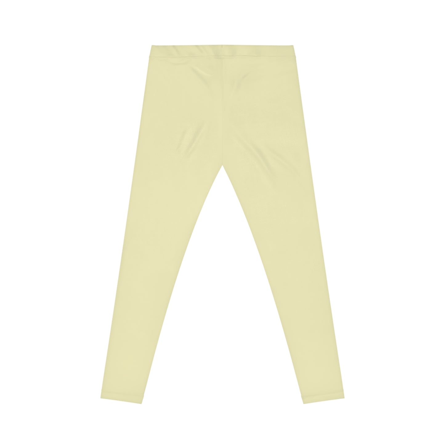 Pale Yellow Color Women's Poly-Span Casual Leggings XS-2XL