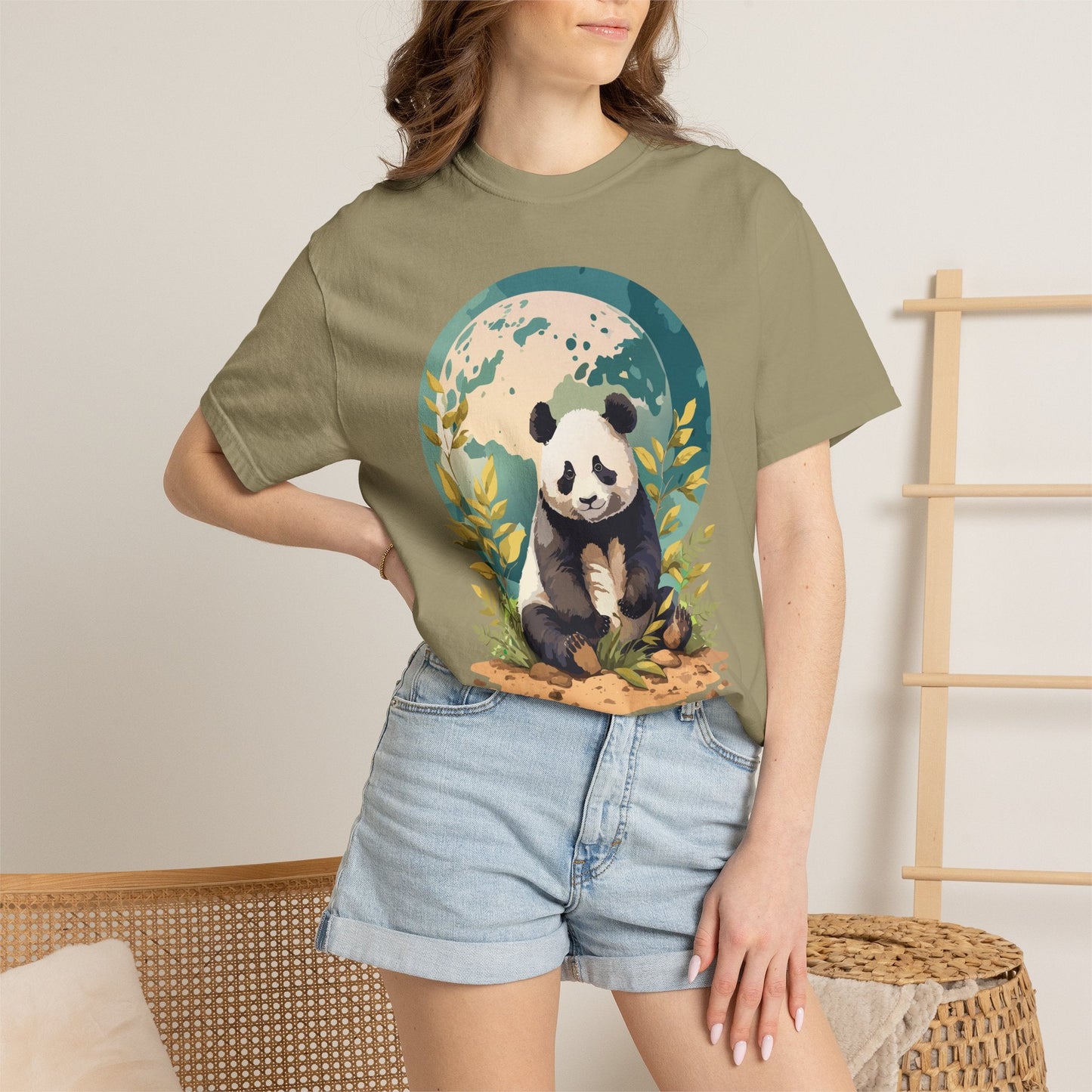 Panda Portrait Graphic T-Shirt Unisex Cotton Floral Animal Art Tee pp6