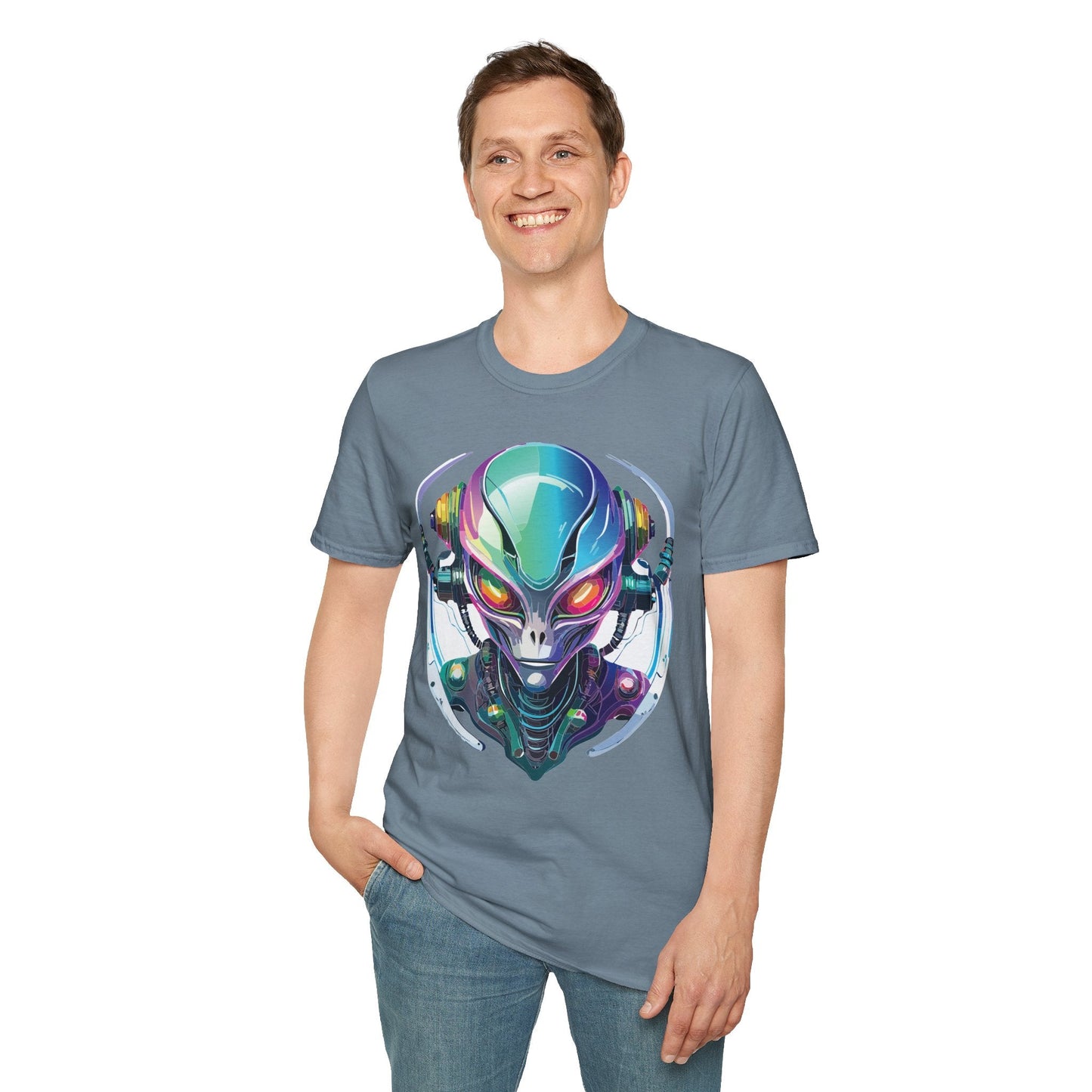 Alien Graphic Unisex Cotton Softstyle UFO Artwork Tee 3