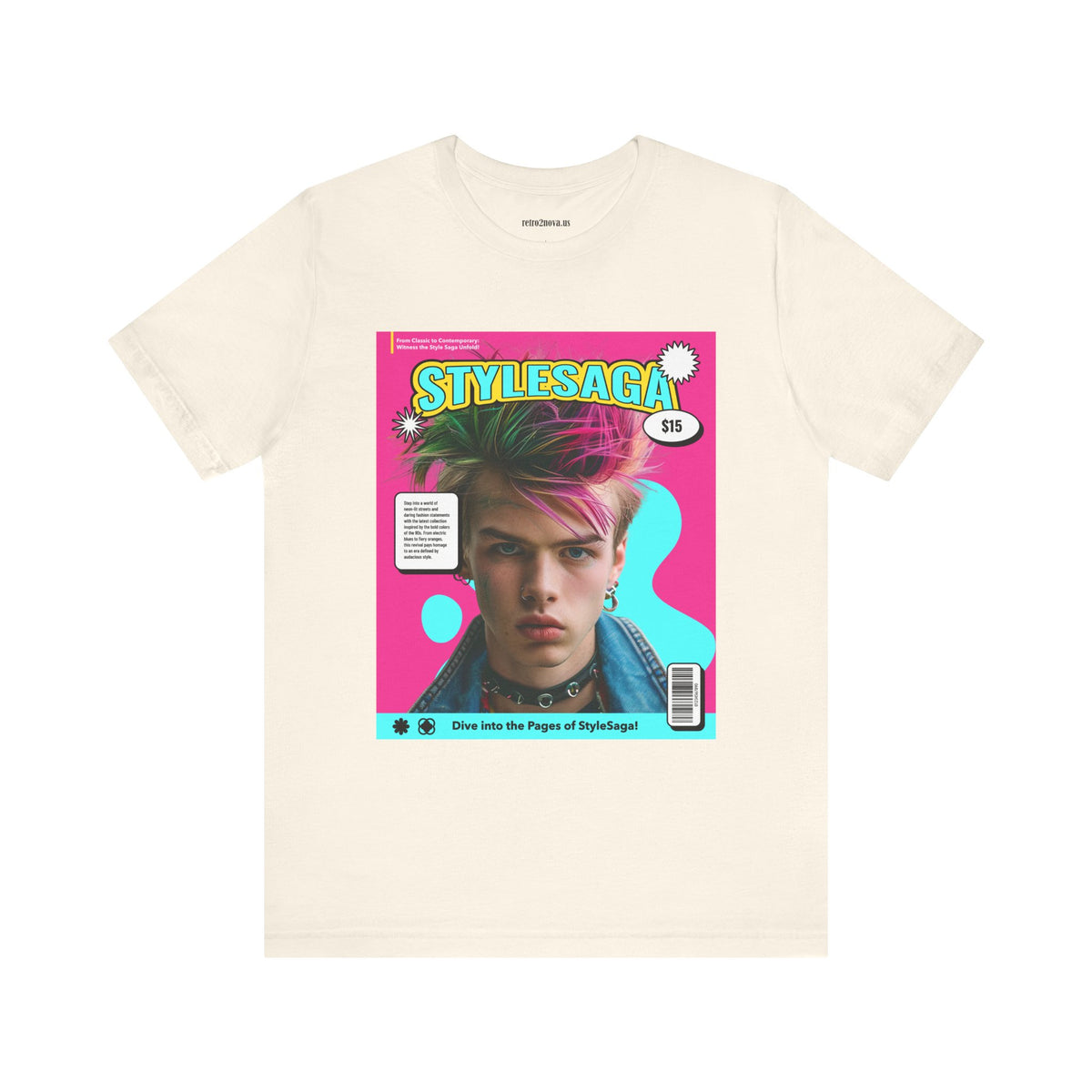 Magazine Cover Graphic Unisex Cotton Bella+Canvas Tee with Retro Poster ab29