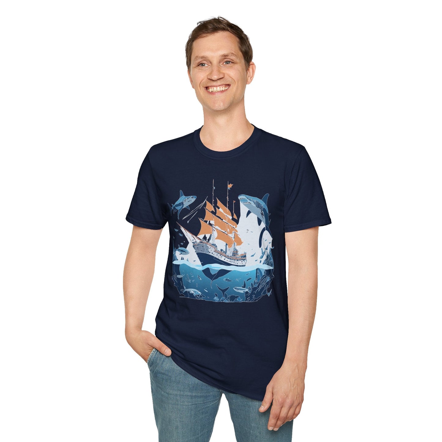 Ocean Graphic Unisex Softstyle Cotton Tee 18
