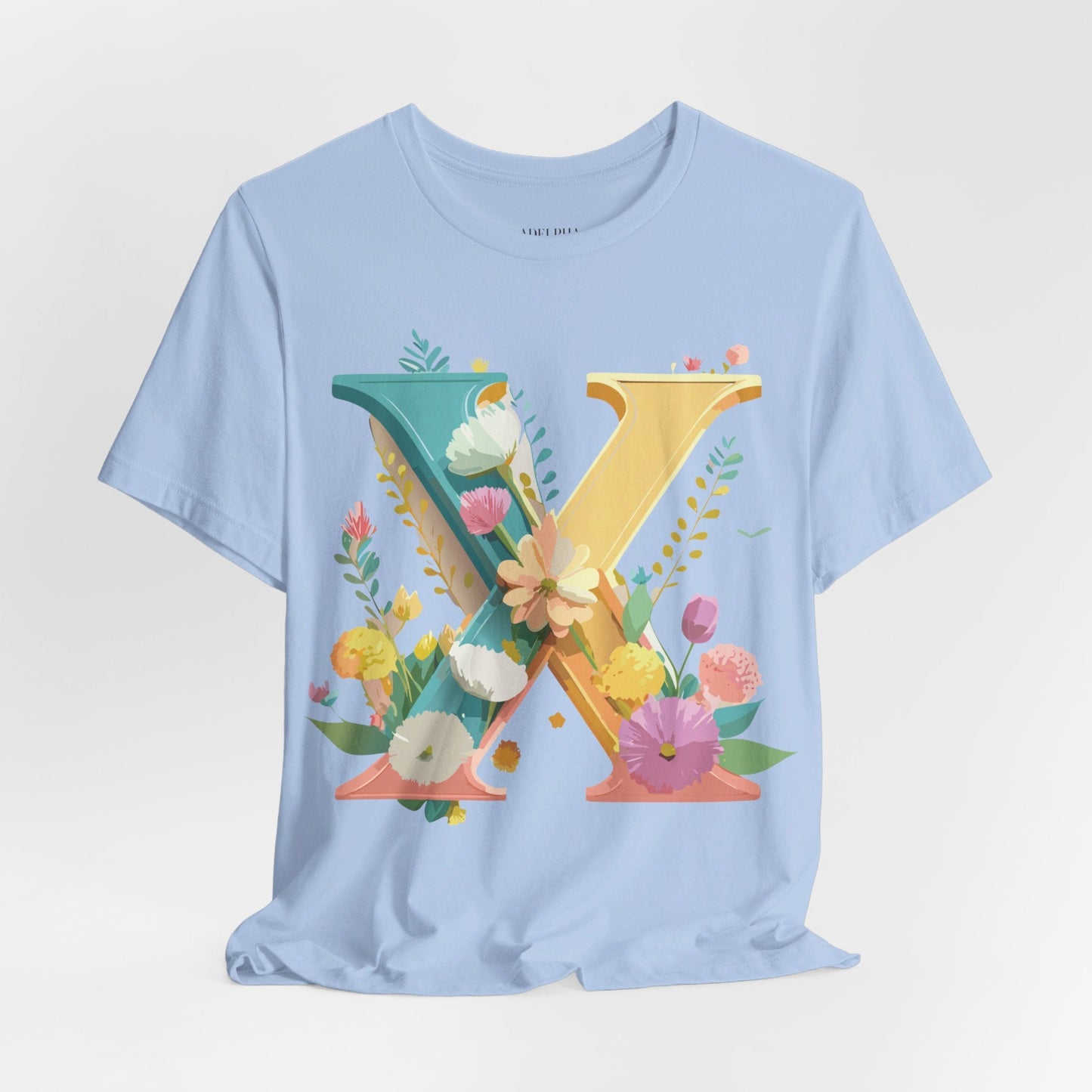 Letter X Shirt Unisex Graphic Tee Premium Vintage Inspired Adelpha Artwork Short Sleeve