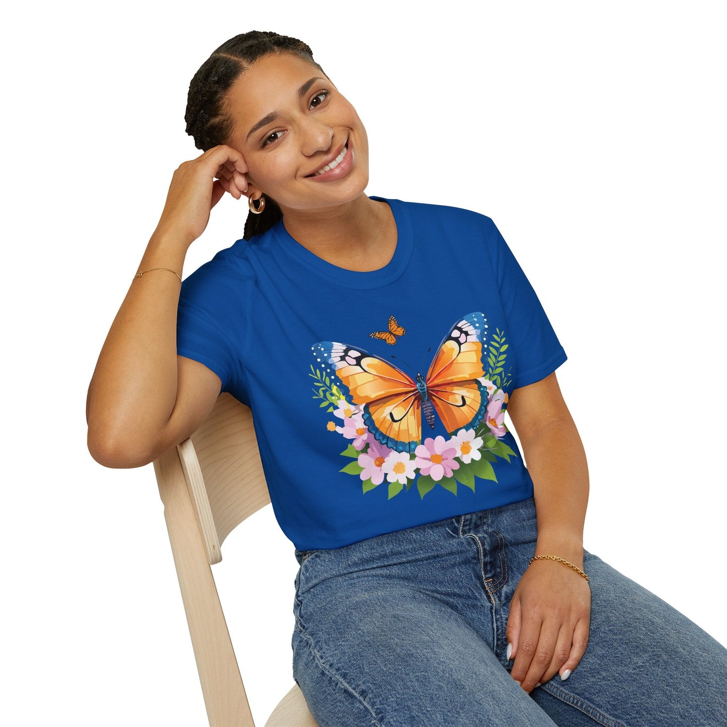 Butterfly Shirt Unisex Cotton Tee Monarch Butterfly Design Gildan Softstyle 64000 Short Sleeve