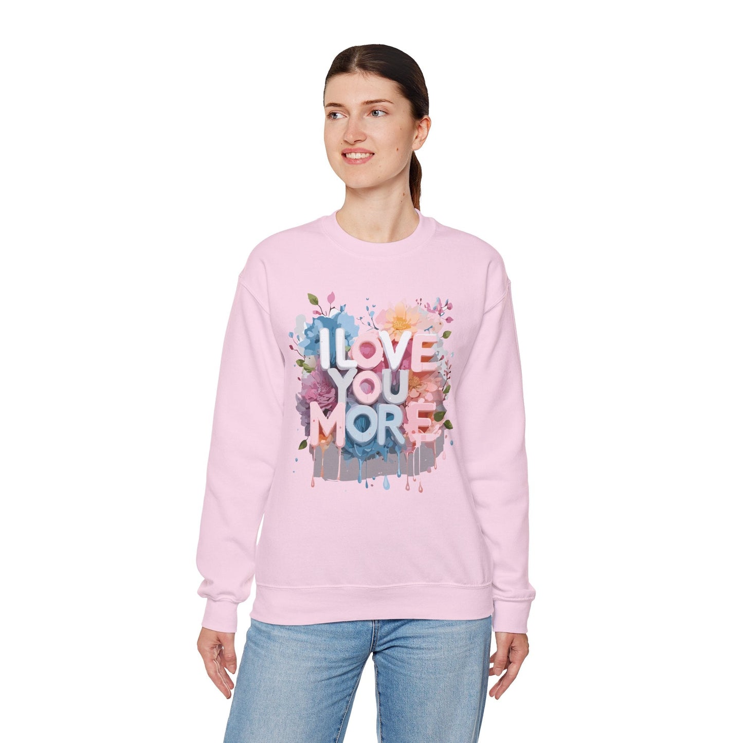 Floral Love Sweatshirt Unisex Heavy Blend Crewneck Valentines Day 50 50 Cotton Polyester Gildan 18000