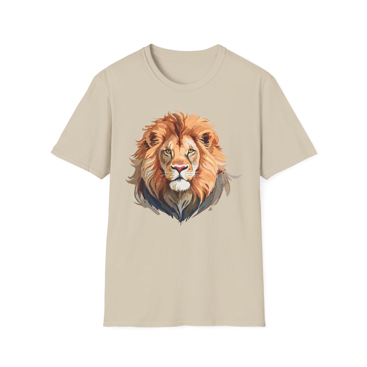 Majestic Lion Portrait T-Shirt | Realistic Watercolor Animal Tee