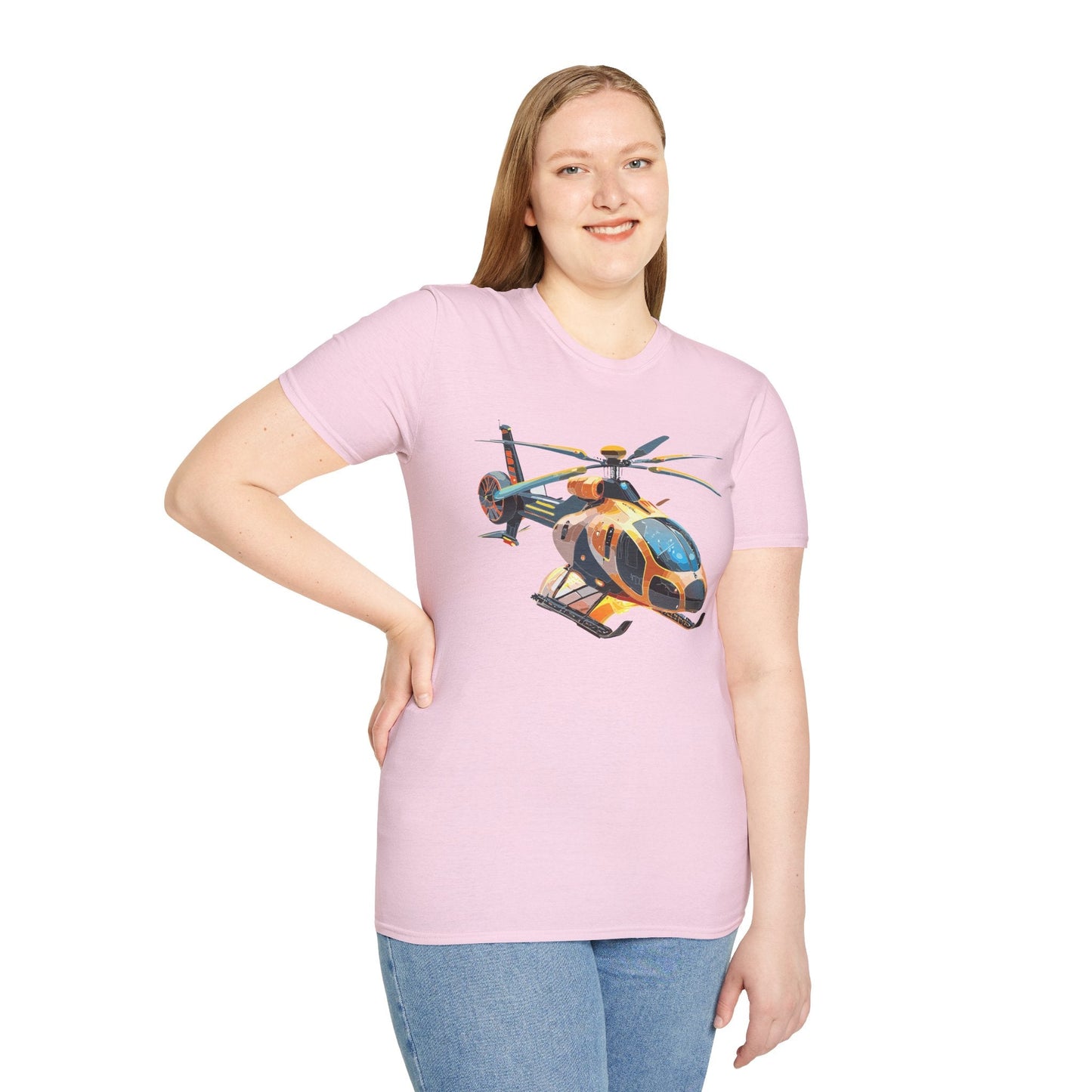 Unisex Helicopter Chopper T Shirt Softstyle 64000 Gildan Durable Lightweight Tee Design