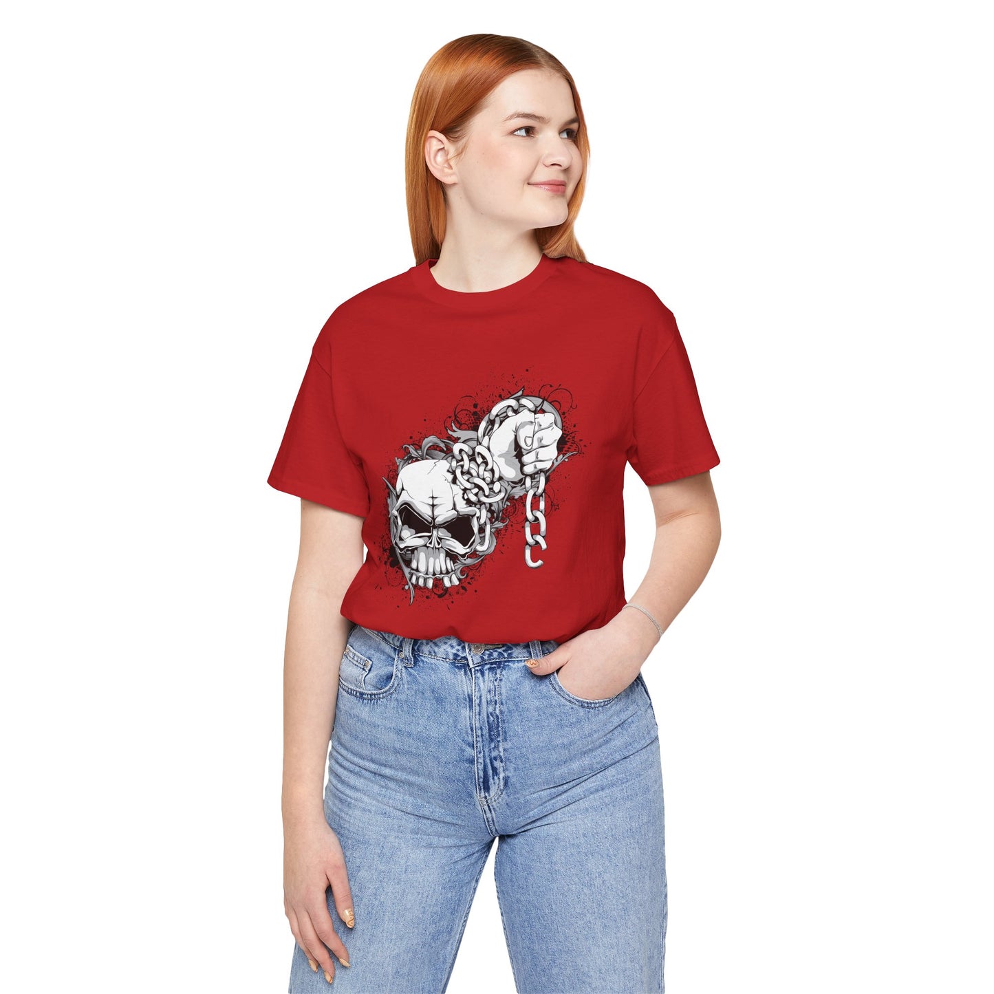 Chain Skull Graphic Design Tee, Skull Shirt, Vintage Tees, Art Design T-Shirt, Vintage Graphic Tee, Art Shirts with Skulls