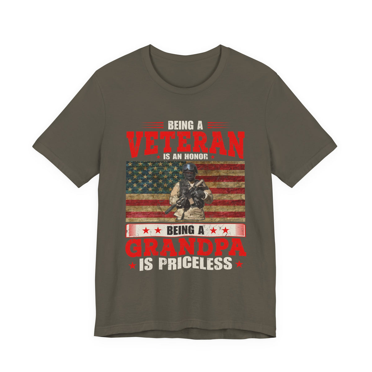 Veteran Grandpa T-Shirt American Flag Soldier Grandpa Unisex Cotton Tee v34