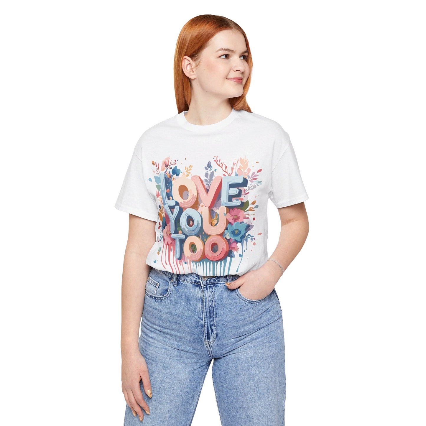 Valentine Day Graphic Unisex 100 Cotton Vintage Artwork with Love and Flower Design Tee 41