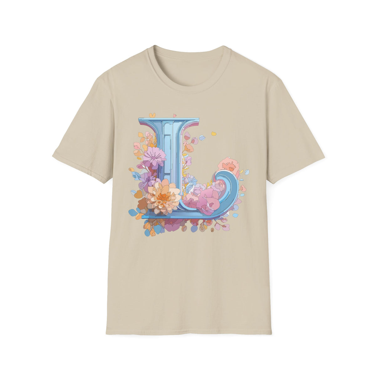 Floral Letter L T-Shirt | Monogram Initial Tee