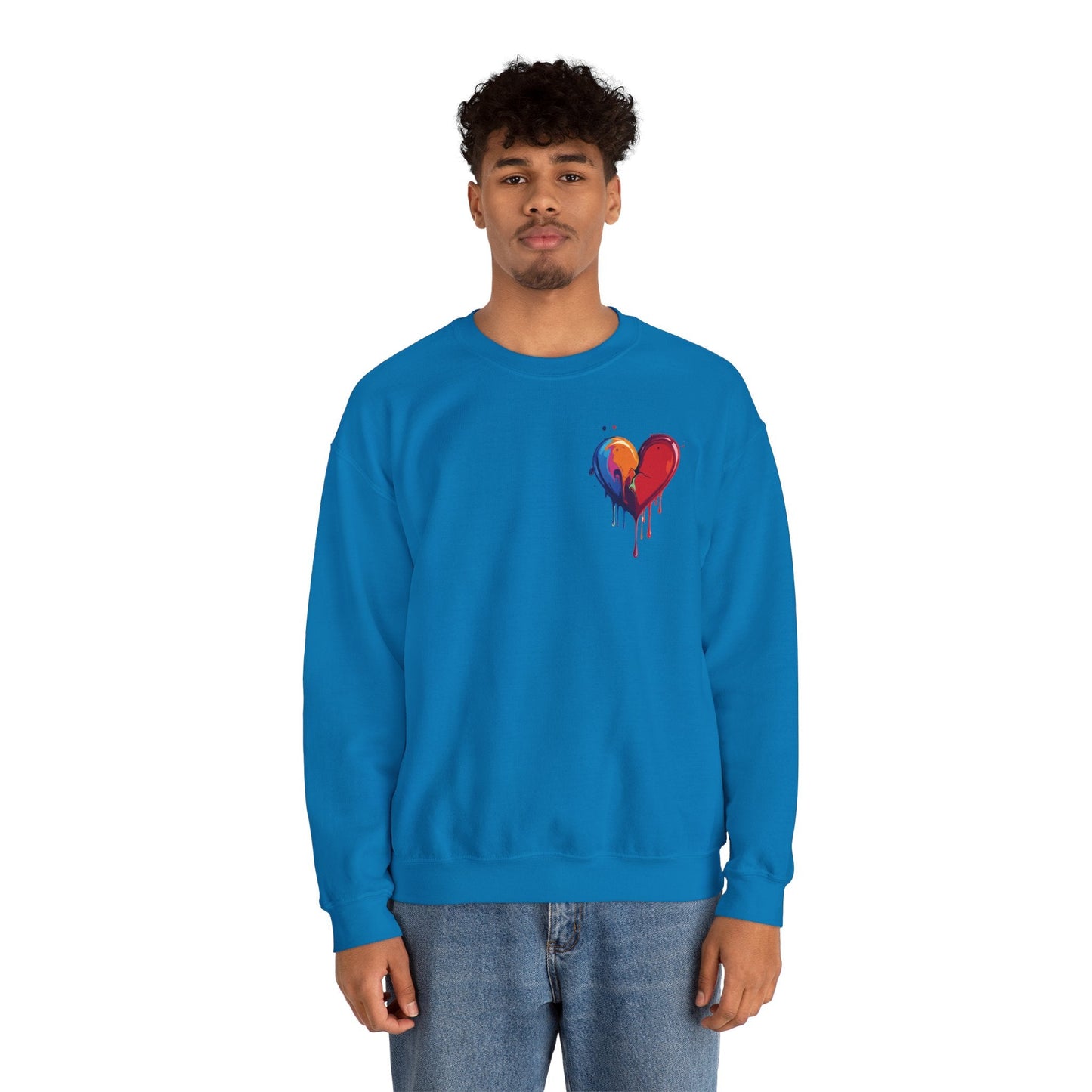 Bleeding Heart Sweatshirt Unisex Crewneck Cotton Polyester Blend Valentines Day Heart Design 117