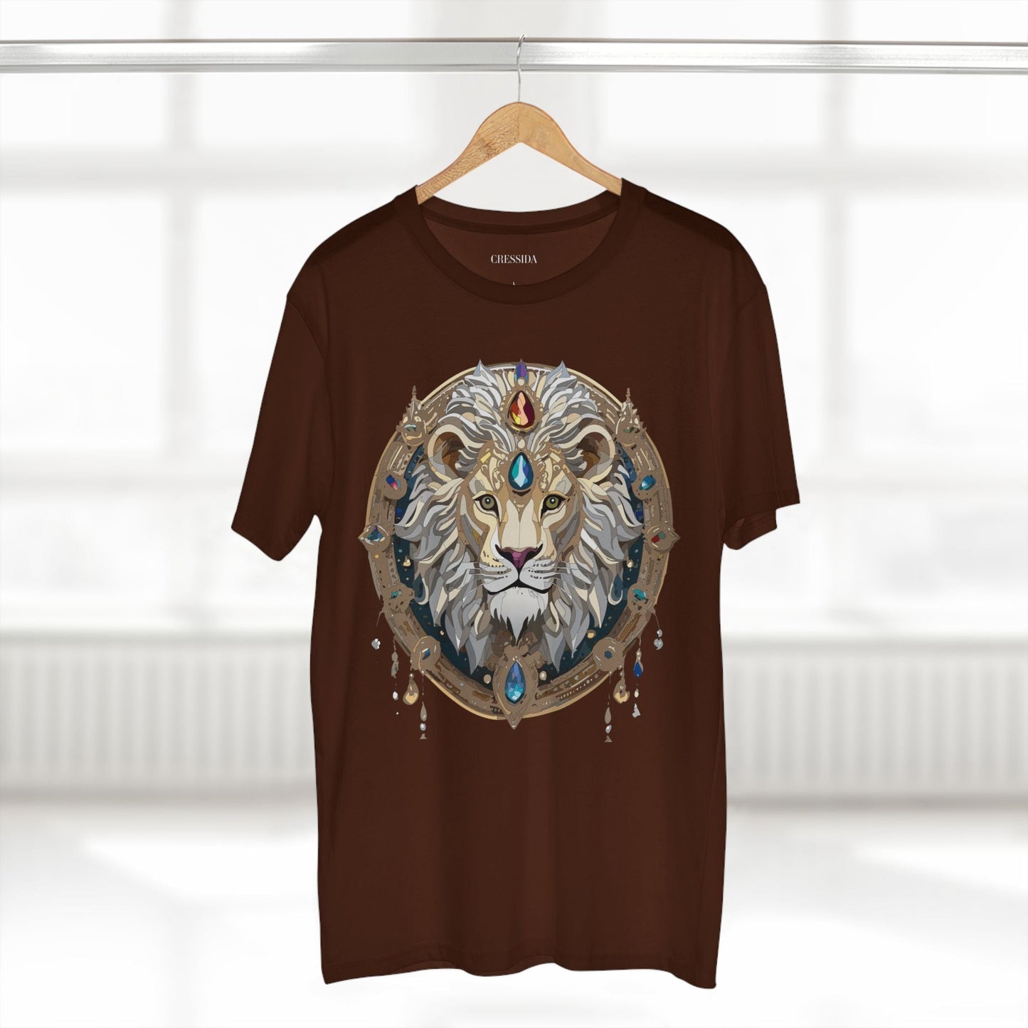 Lion Graphic Unisex 100 Cotton Tee With Unique Animal Golden Medallion Art Design 59