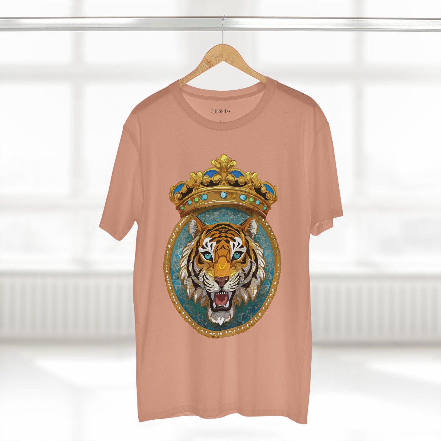 Tiger Graphic Unisex 100 Cotton Tee With Unique Animal Golden Medallion Art Design 3