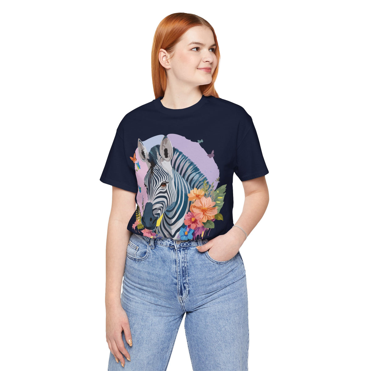 Zebra Graphic Unisex Cotton Bella+Canvas Tee with Art Animal Design e78