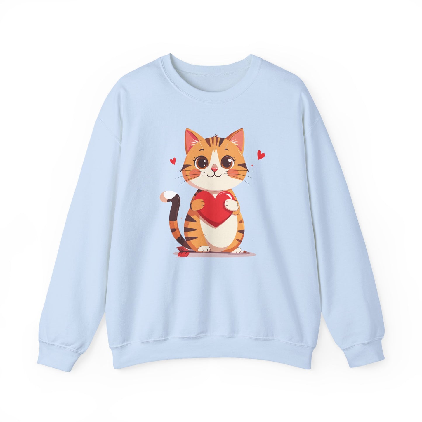 Cat Heart Sweatshirt, Heart Sweatshirt, Cat Sweatshirt, Valentine's Day Sweatshirt, 50/50 Cotton-Poly Animal Sweatshirt 103