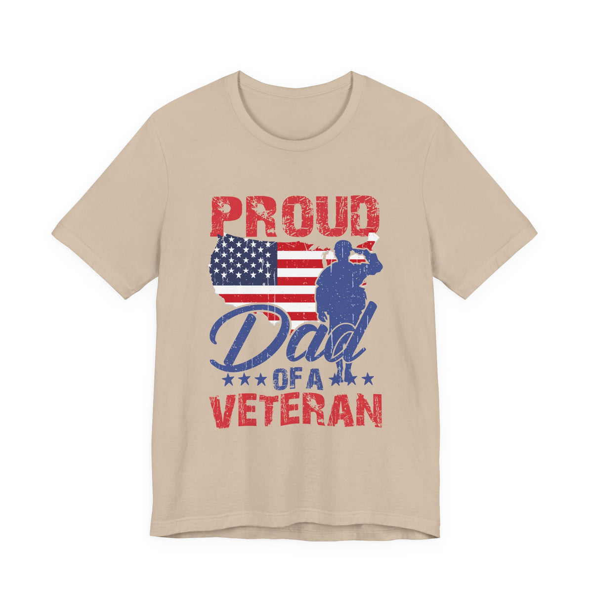 Proud Dad of a Veteran T-Shirt American Flag Veteran Dad Unisex Cotton Tee v9