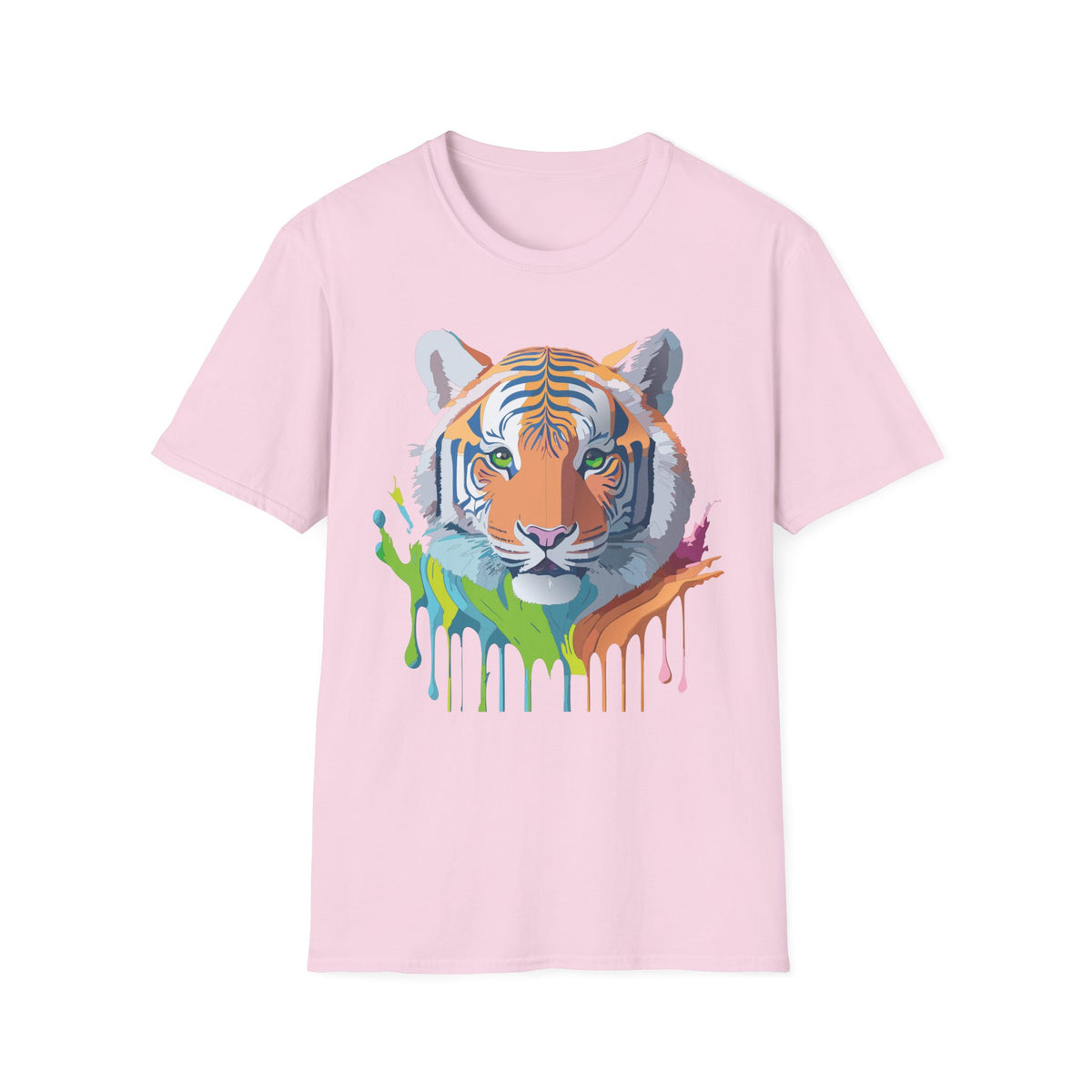 Colorful Tiger Head T-Shirt | Watercolor Drip Animal Shirt