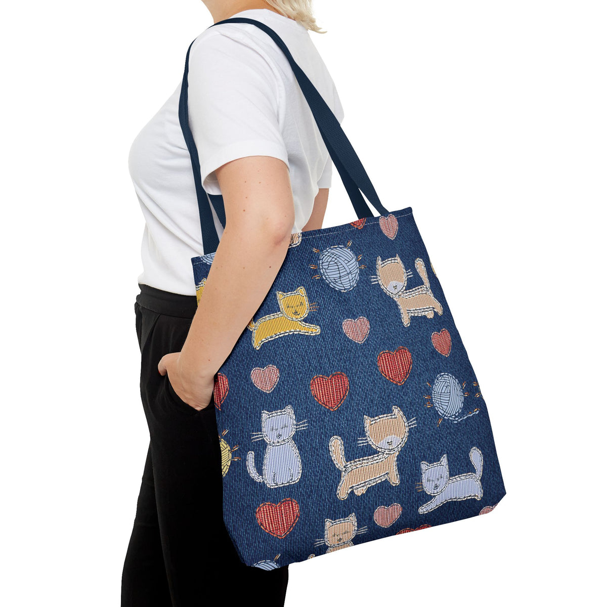 Love Day Graphic Design Denim Fabric Imitation Print Unisex Canvas Bag POLY 3 Sizes Tote Bag 201-8