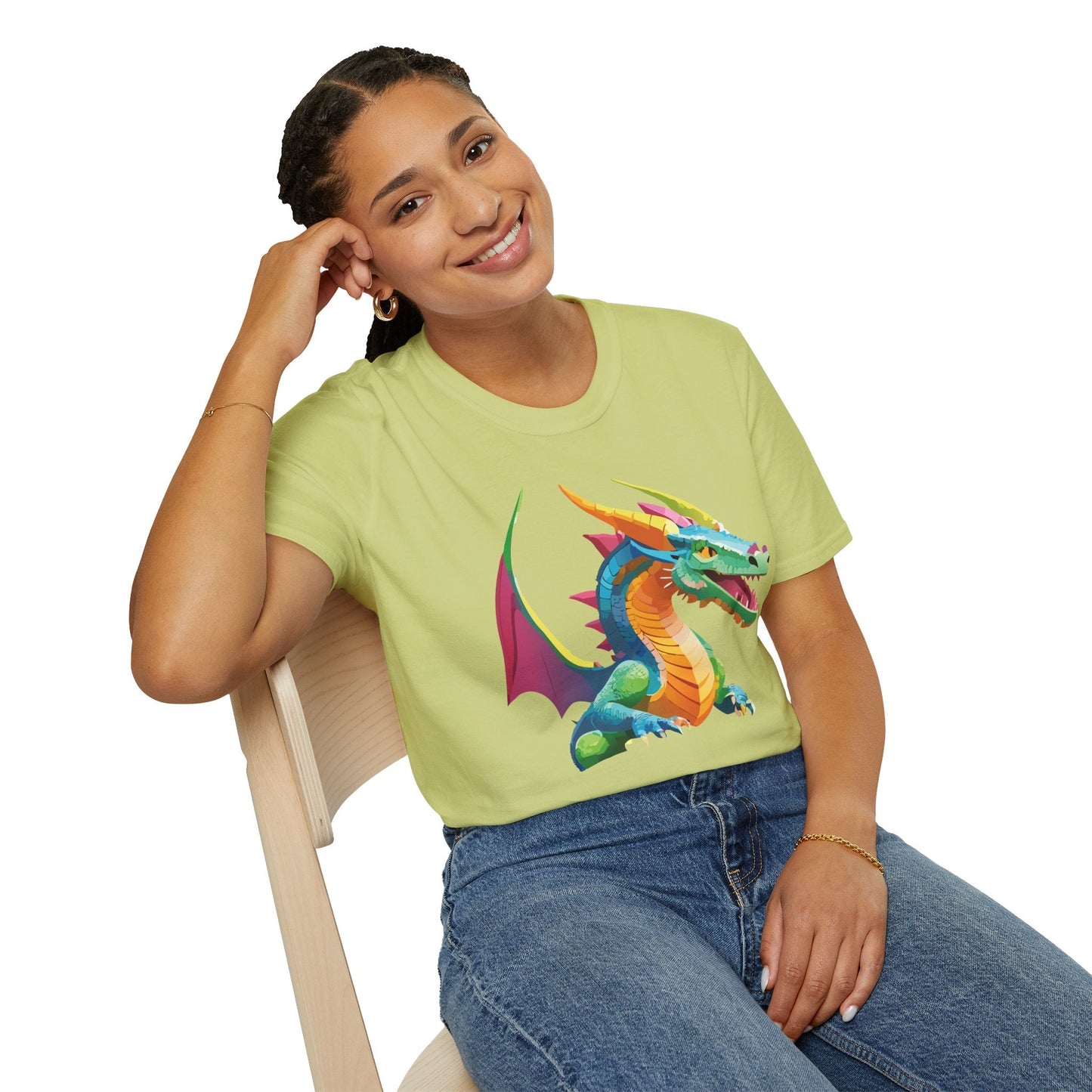 Unisex Dragon Graphic Tee Softstyle Short Sleeve T Shirt Made From Ring Spun Cotton