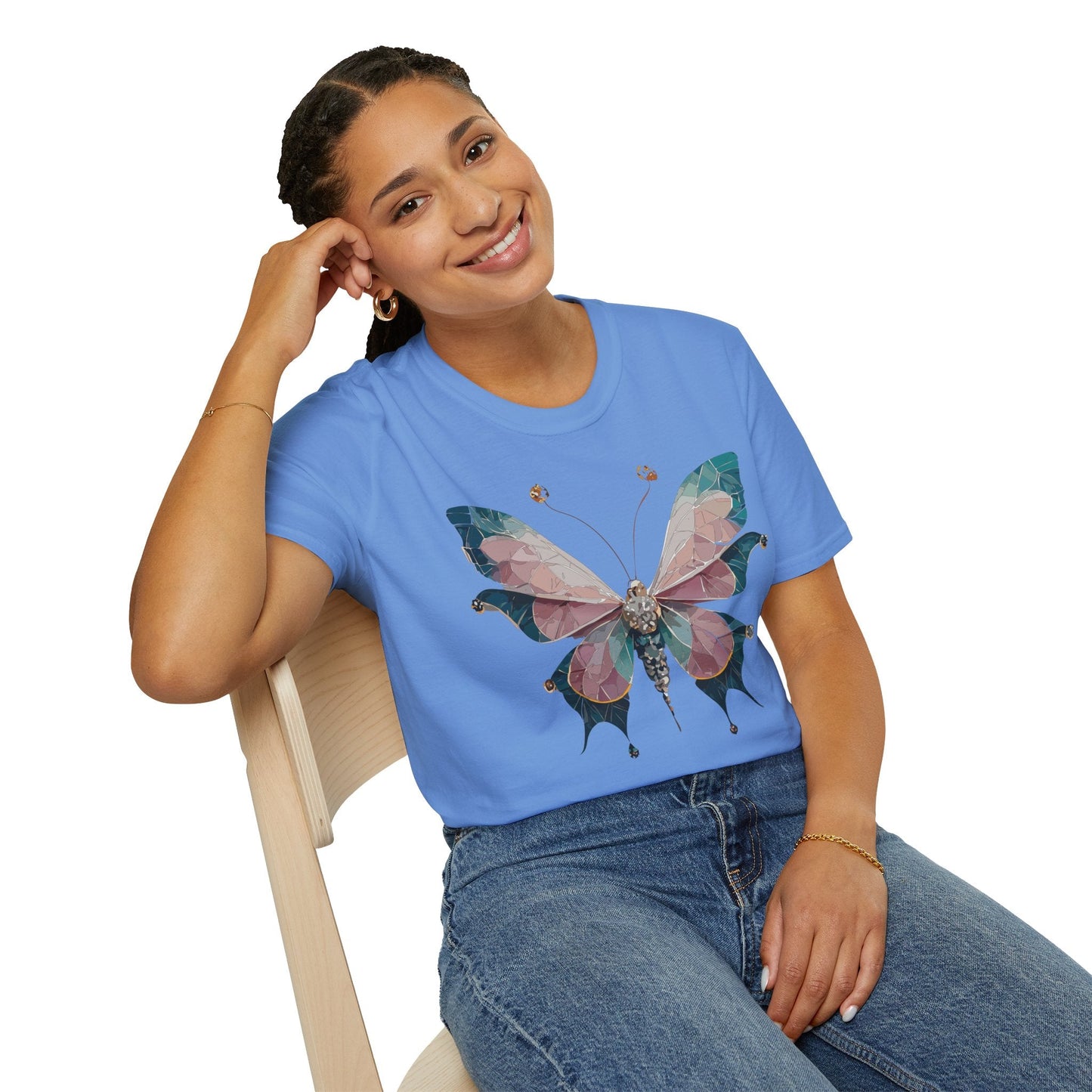 Butterfly Shirt Unisex T Shirt Monarch Print Gildan Softstyle 64000 100 Percent Ring Spun Cotton
