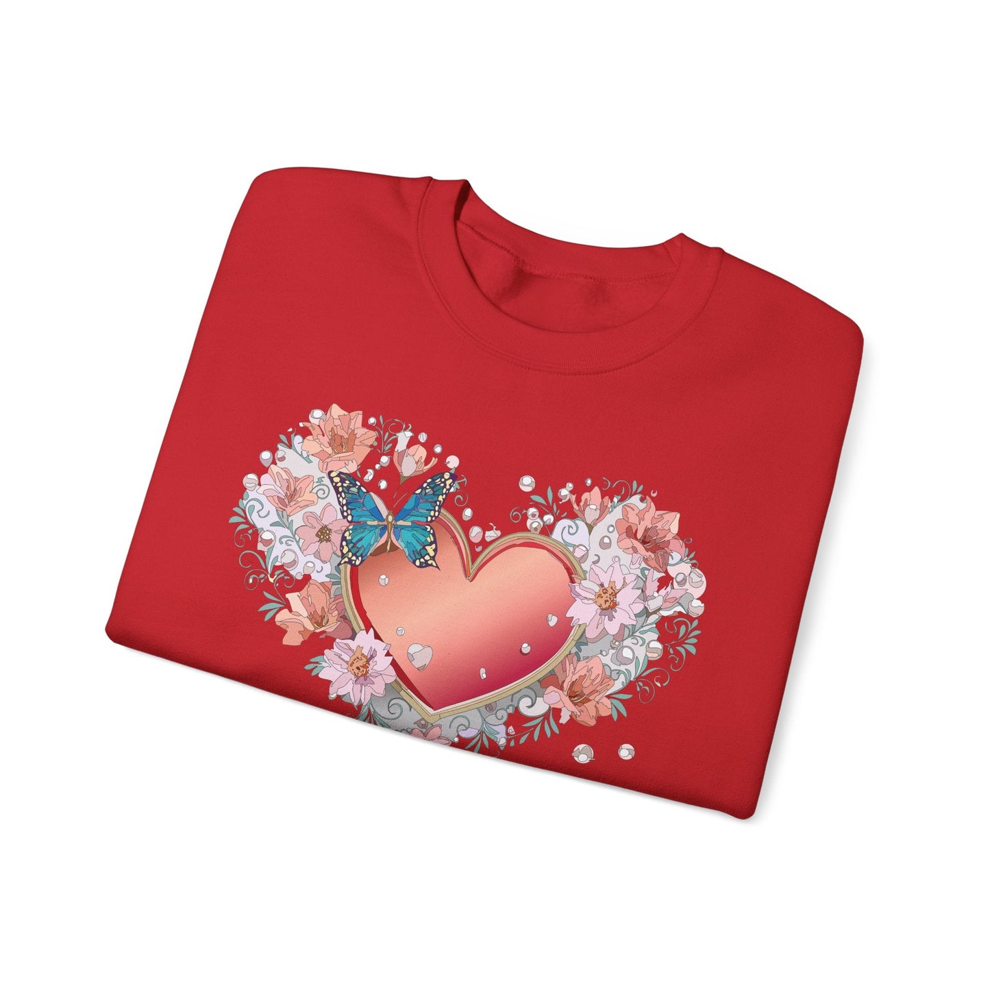 Unisex Floral Heart Sweatshirt With Love Graphic For Valentines Day Gift Cozy Winter Wear
