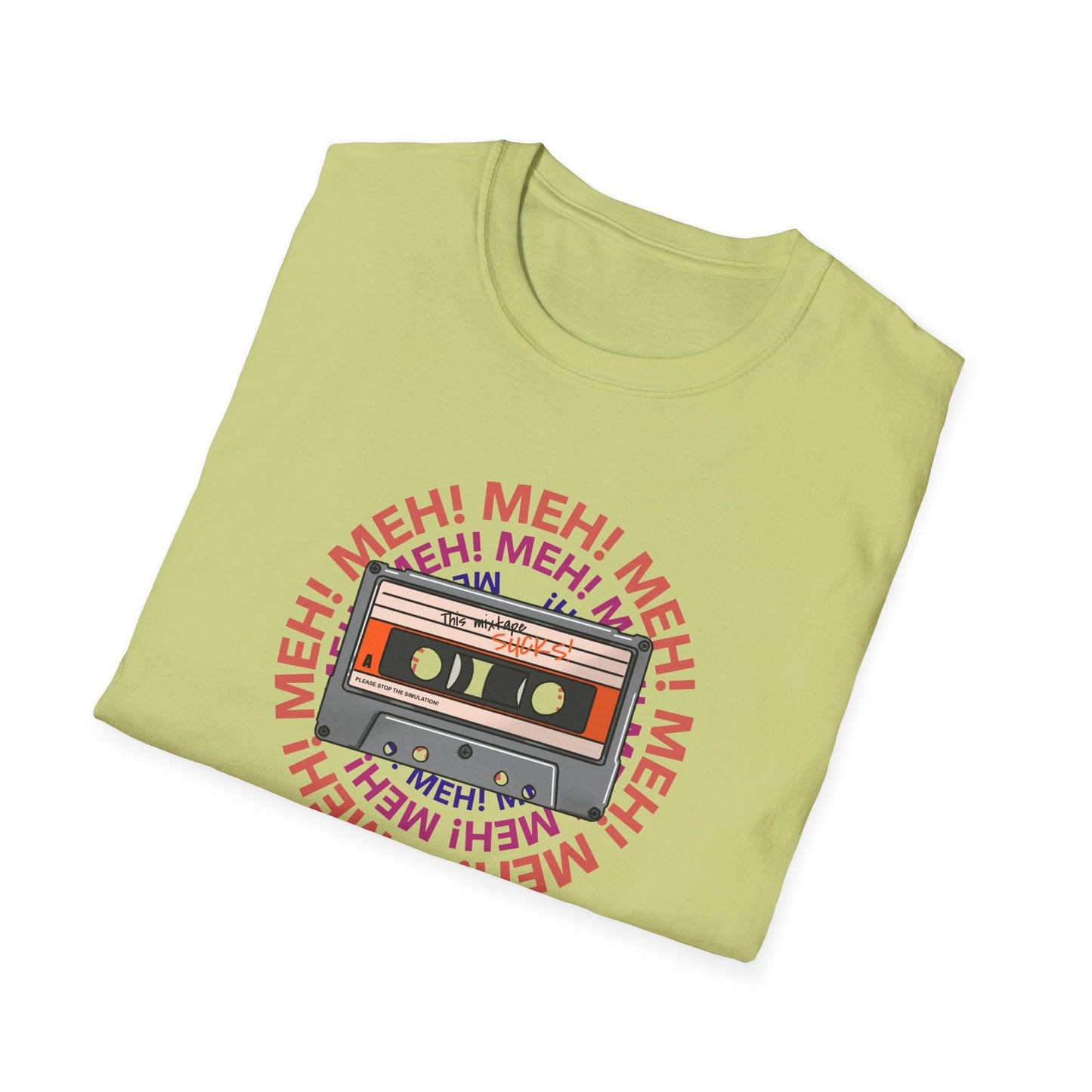 Cassette Tape Meh Graphic T-Shirt Unisex Cotton Retro Funny Music Tee