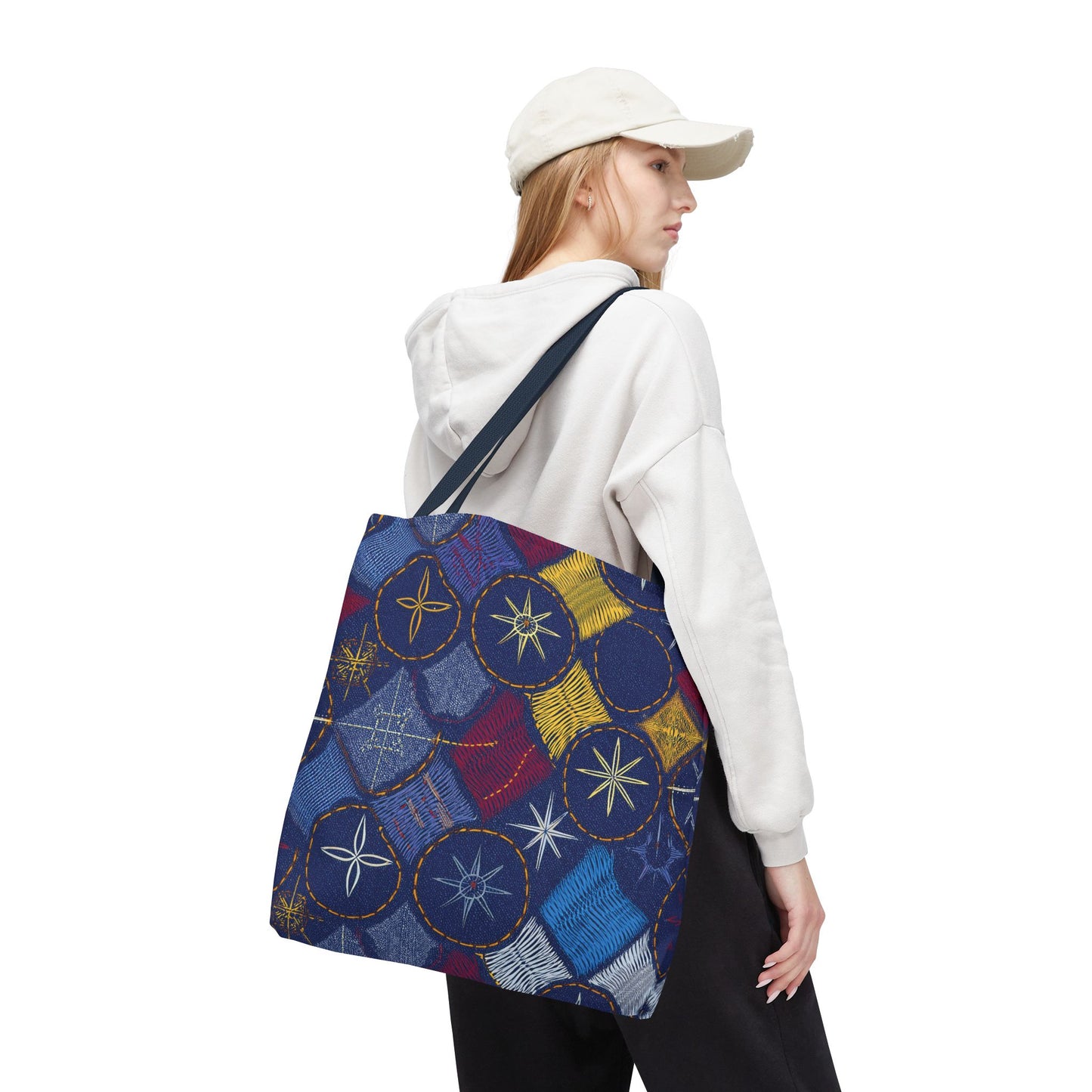 Denim Fabric Imitation Print Unisex Canvas Bag Poly Spun 3 Sizes Tote Bag 183-5