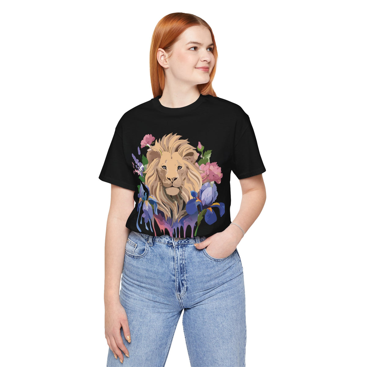 Lion Graphic Unisex Cotton Bella+Canvas Tee with Art Animal Design e318