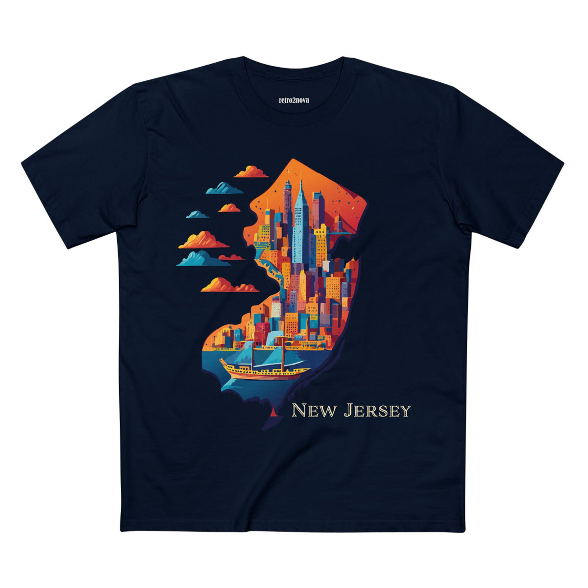 New Jersey Skyline silhouette T-Shirt | State Outline Cityscape Tee