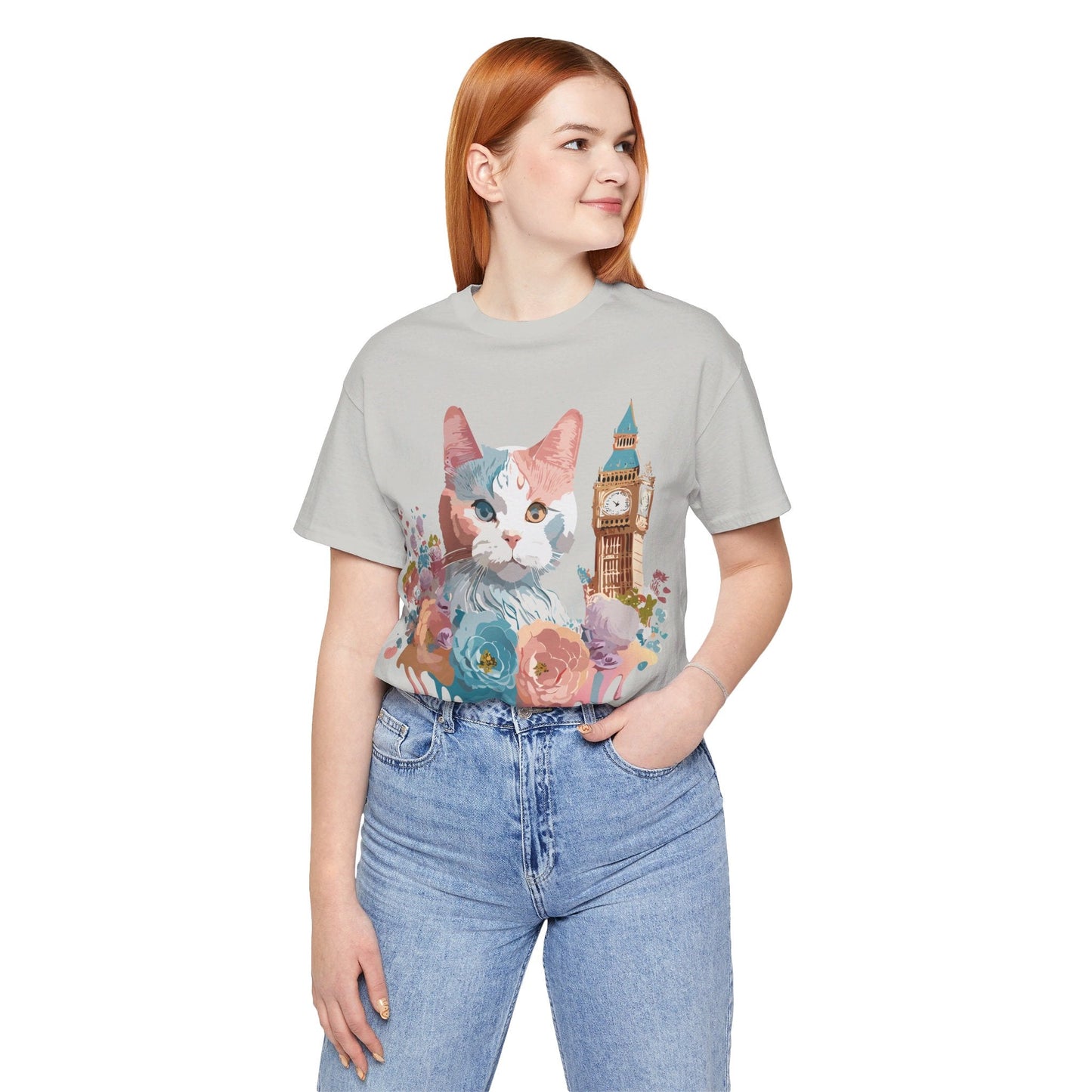 Unisex Cat Graphic Tee With Short Sleeve Vintage Inspired Art Adelpha