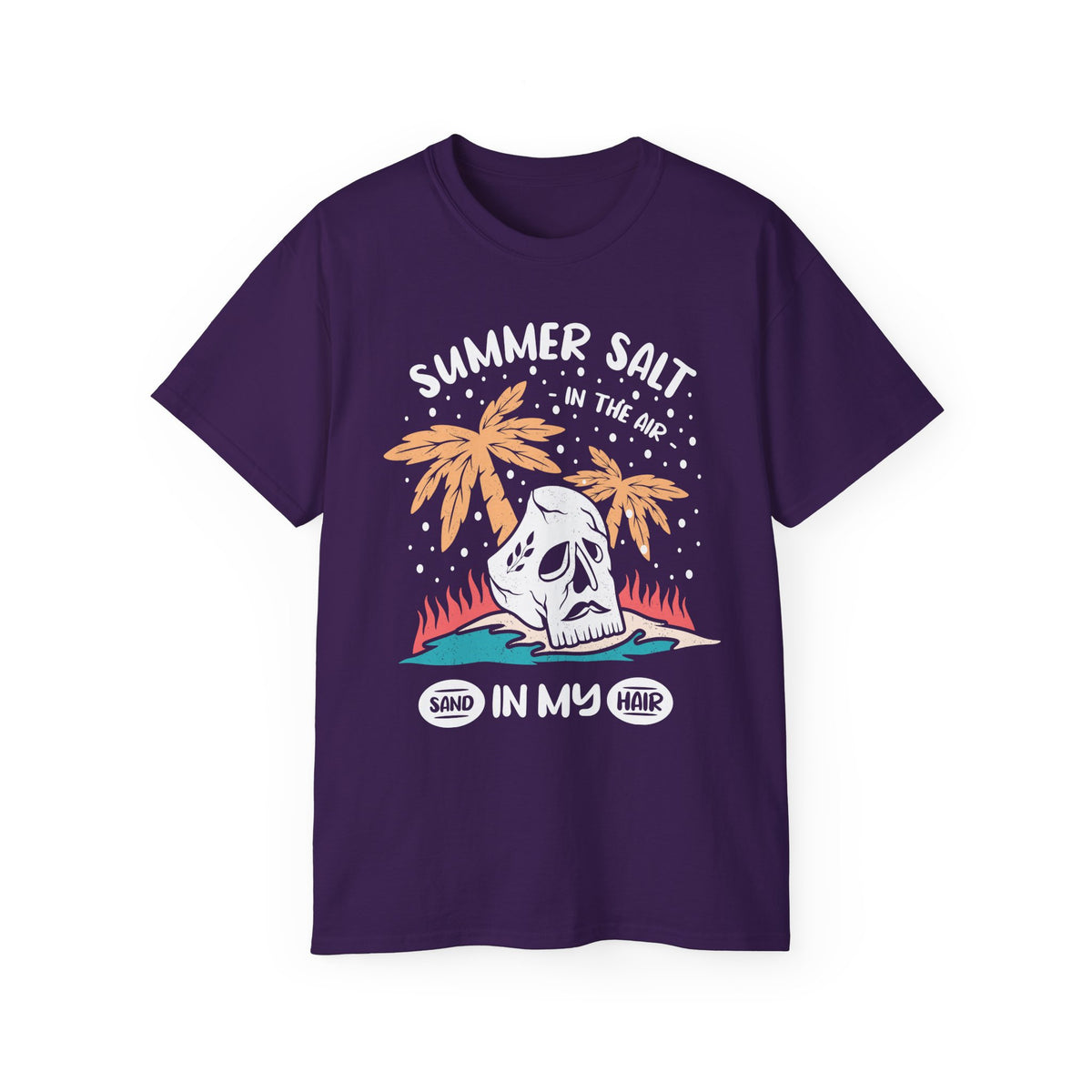 Summer Salt Skull Tee | Palm Trees Beach Vibes Graphic Shirt