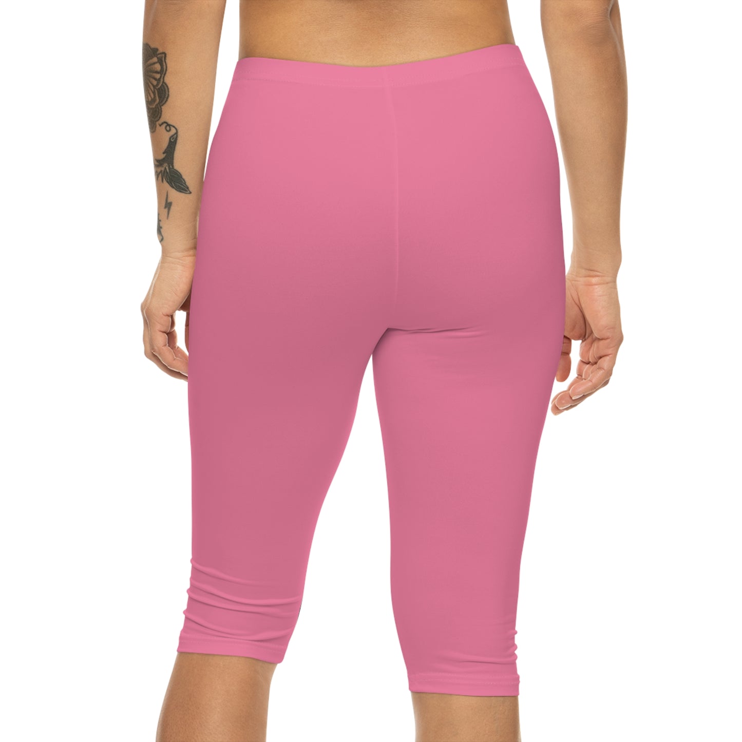 Bubblegum Tint Pink Color Women's Brushed Suede Poly Span Casual Capri Leggings XS-2XL