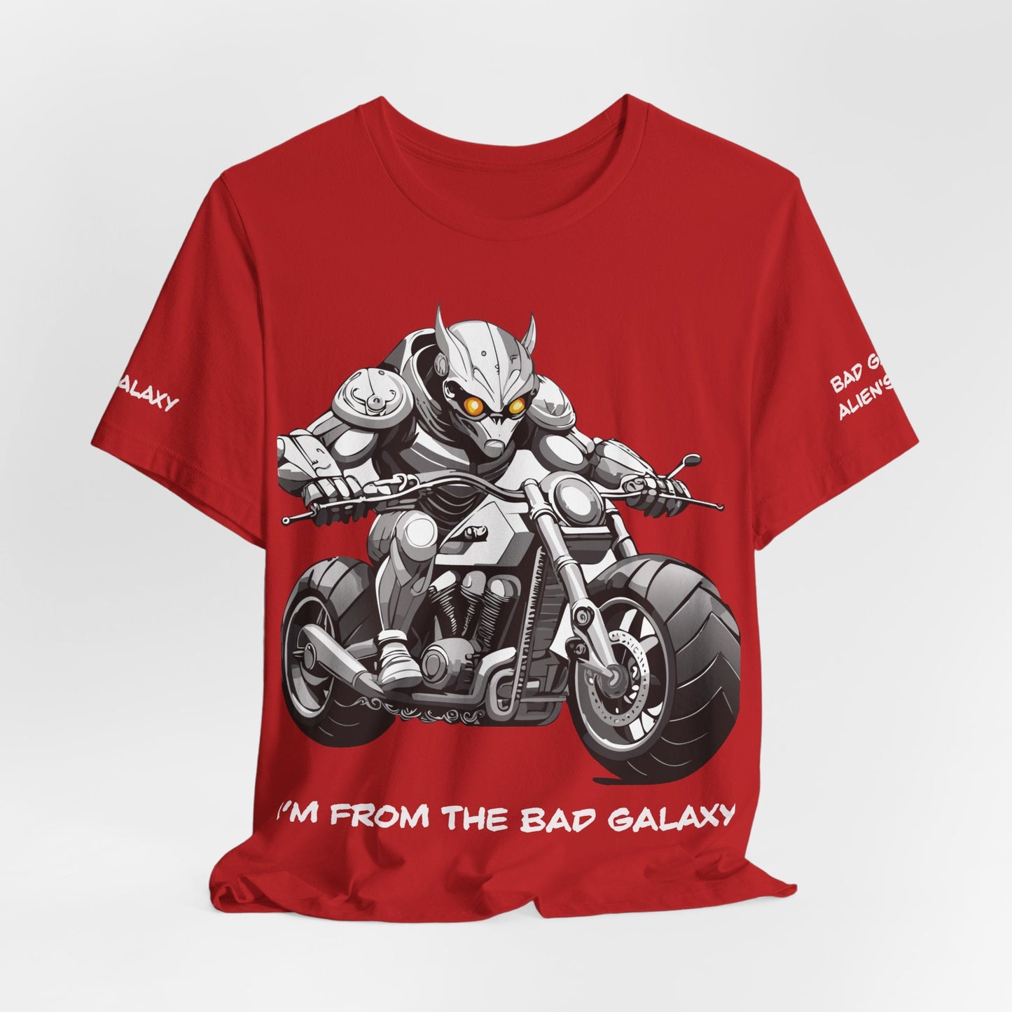 Tee Shirt With Alien From Bad Galaxy 100 Percent Cotton Lightweight Made In USA Eco Friendly Inks