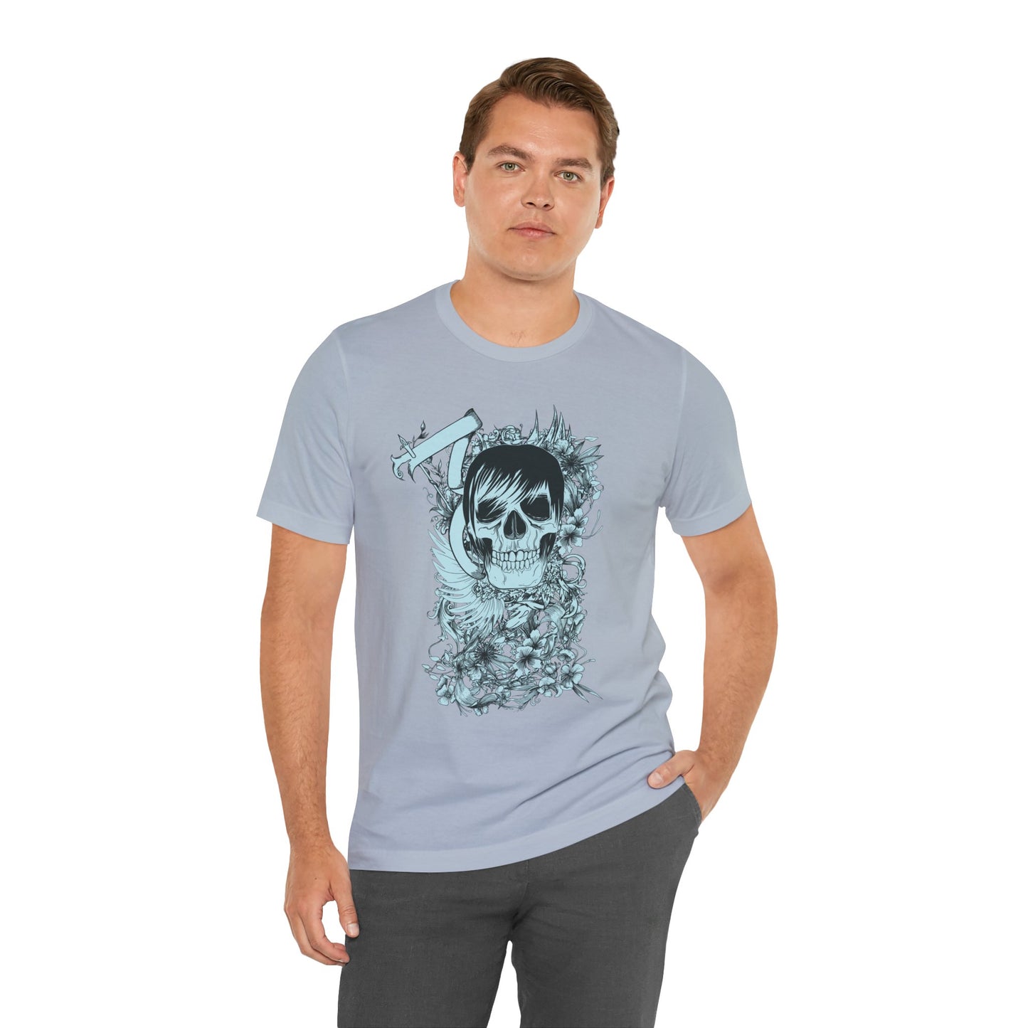 Sky Skull Graphic Design Tee, Skull Shirt, Vintage Tees, Art Design T-Shirt, Vintage Graphic Tee, Art Shirts with Skulls
