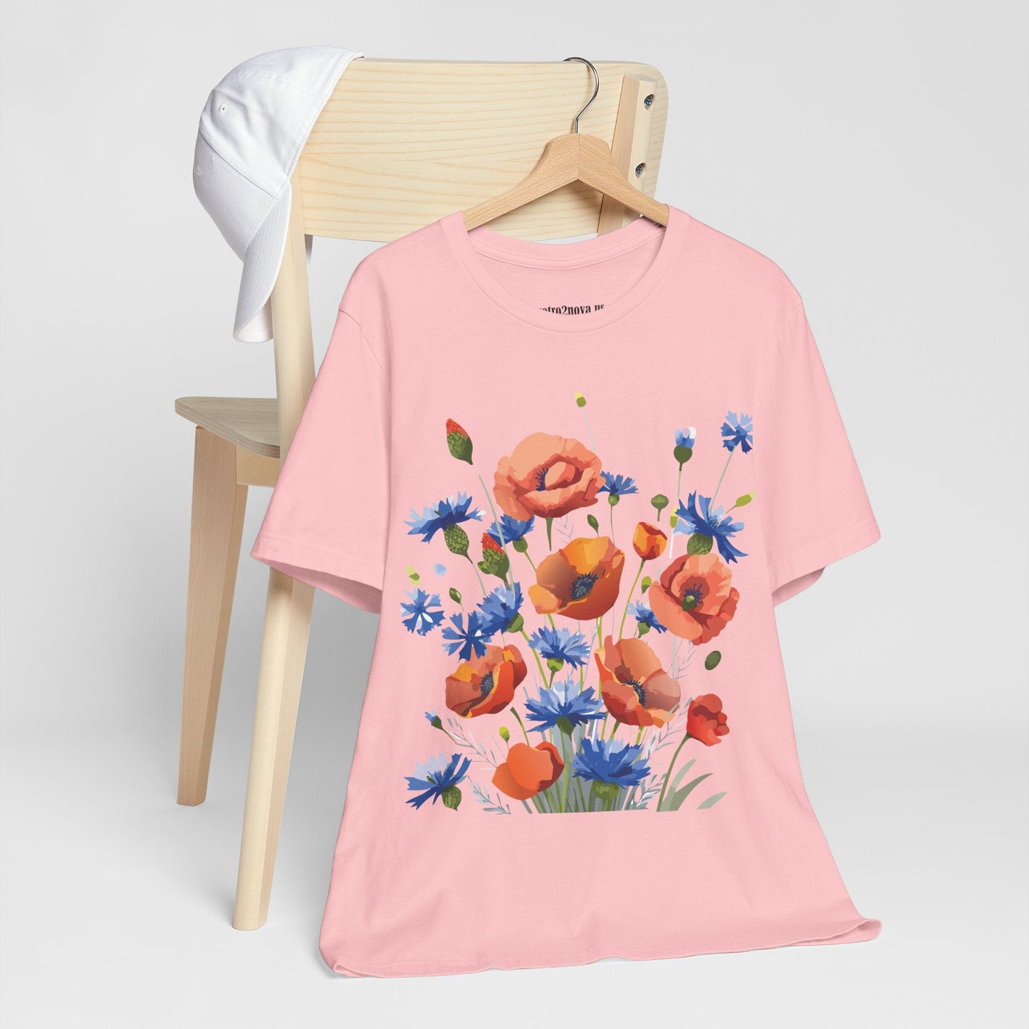 Unisex Floral Shirt Floral Print Tee Lightweight Breathable Fabric Short Sleeve Casual Wear