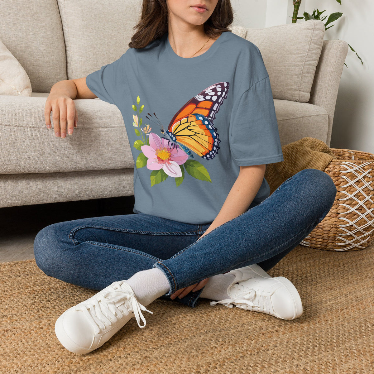 Butterfly and Wildflower Graphic Tee Unisex 100 Cotton Gildan T-Shirt