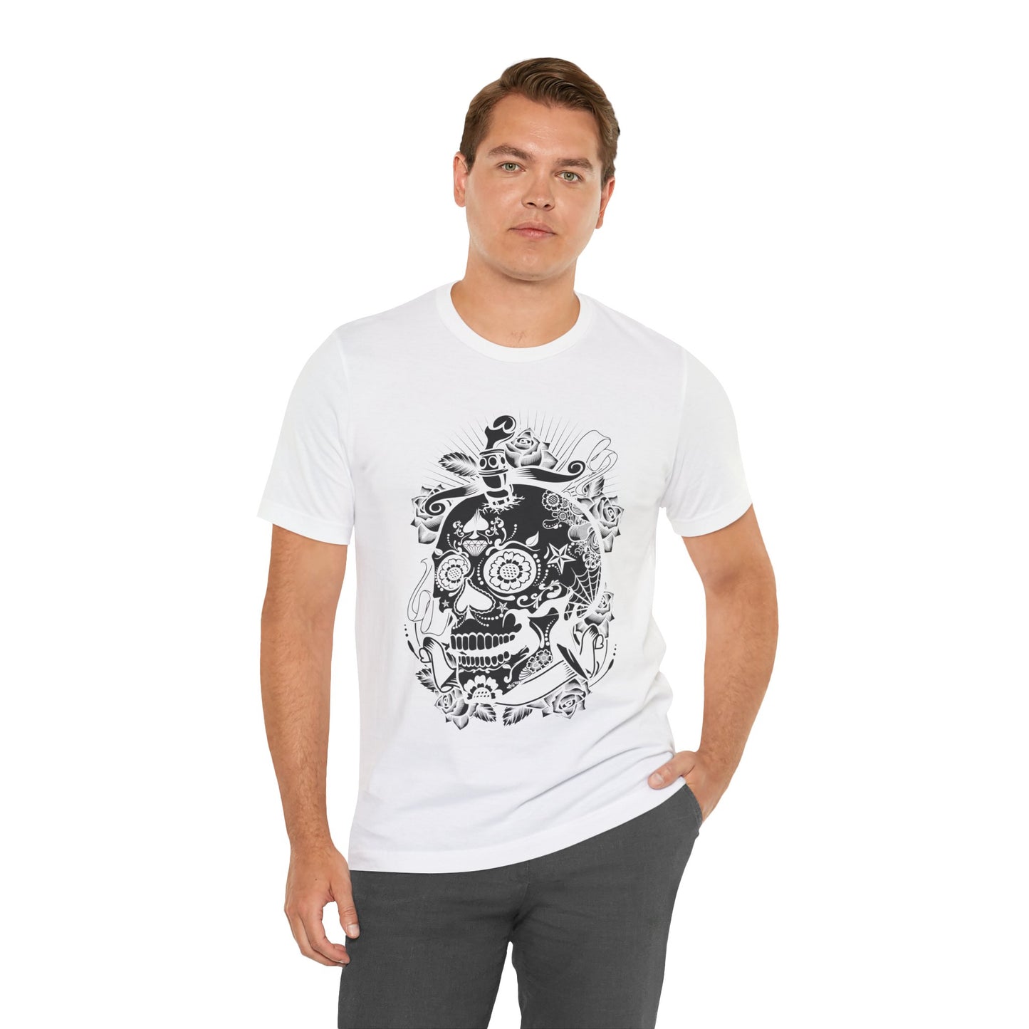 Unisex Cotton Tee Shirt with Skull